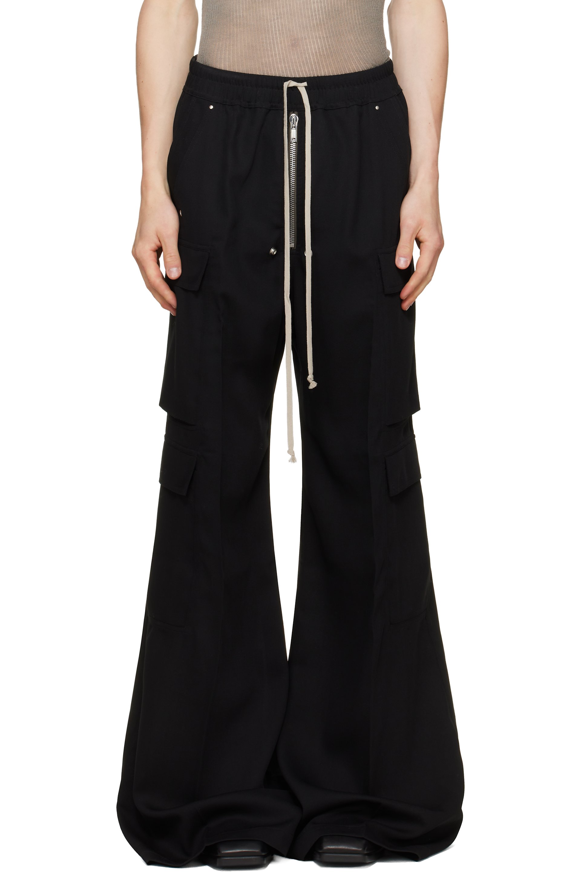 Rick Owens - Pantalon cargo noir à glissière Bela - Tower