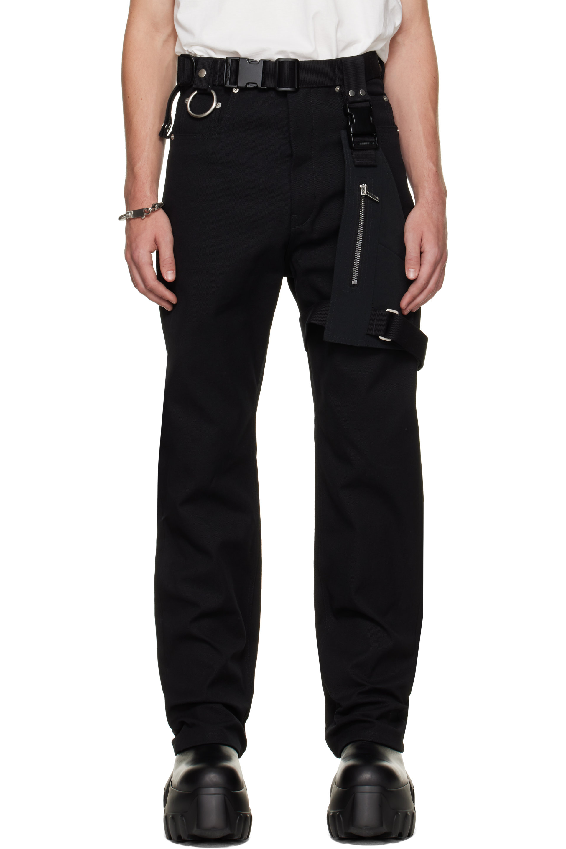 Rick Owens - Pantalon cargo noir à poche de style harnais - Tower
