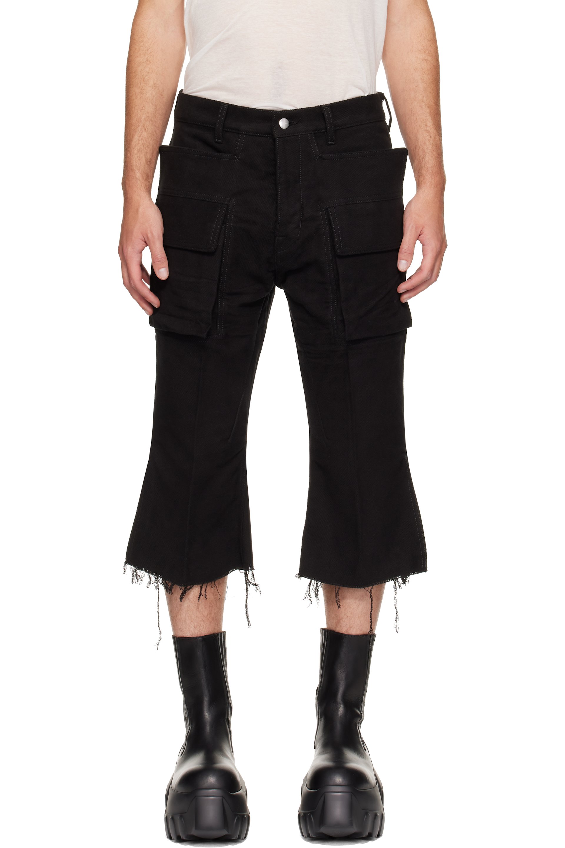 Rick Owens - Black Tower Bolan Cutoff Cargo Pants