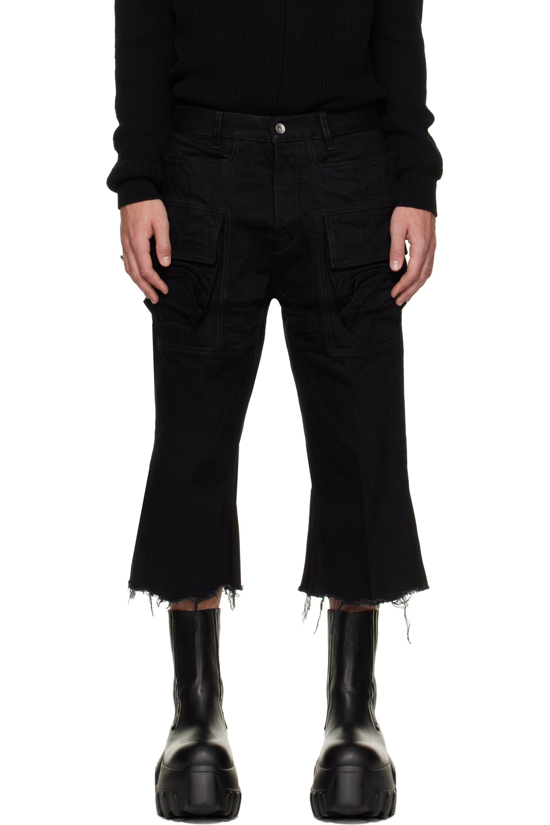 Rick Owens - Black Tower Bolan Cutoff Cargo Pants