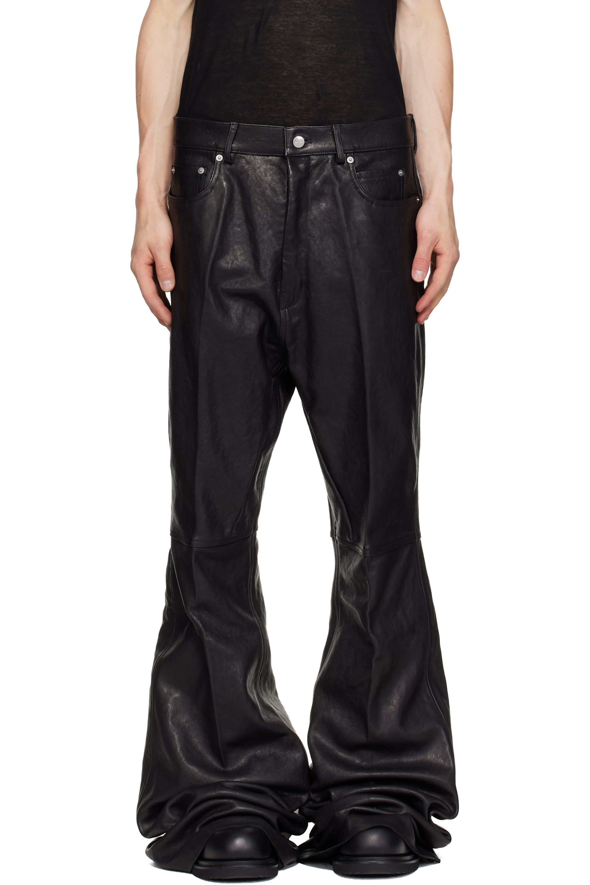 Rick Owens - Black Tower Bolan Bootcut Leather Pants