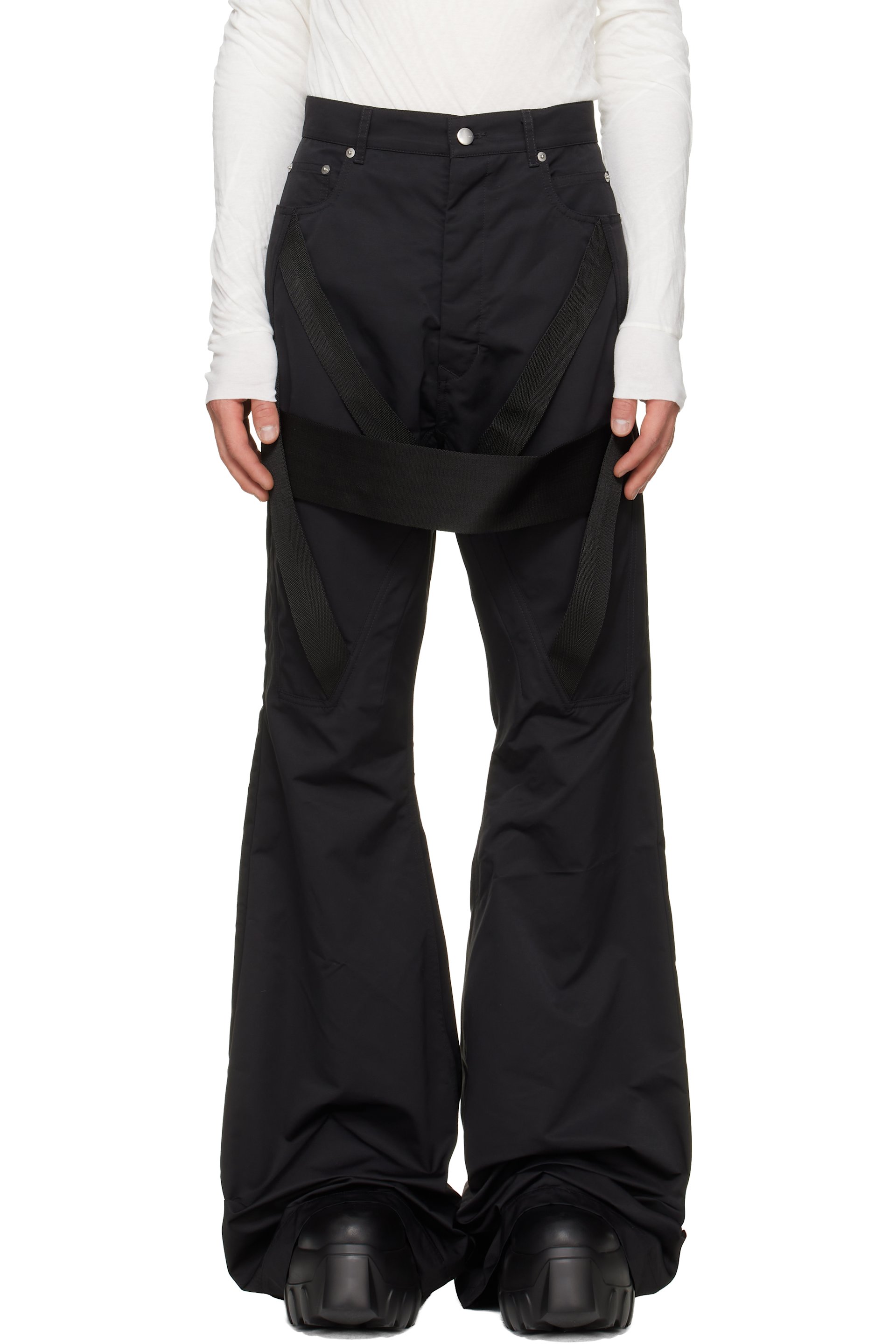 Rick Owens - Pantalon semi-évasé Bolan noir à sangles - Tower