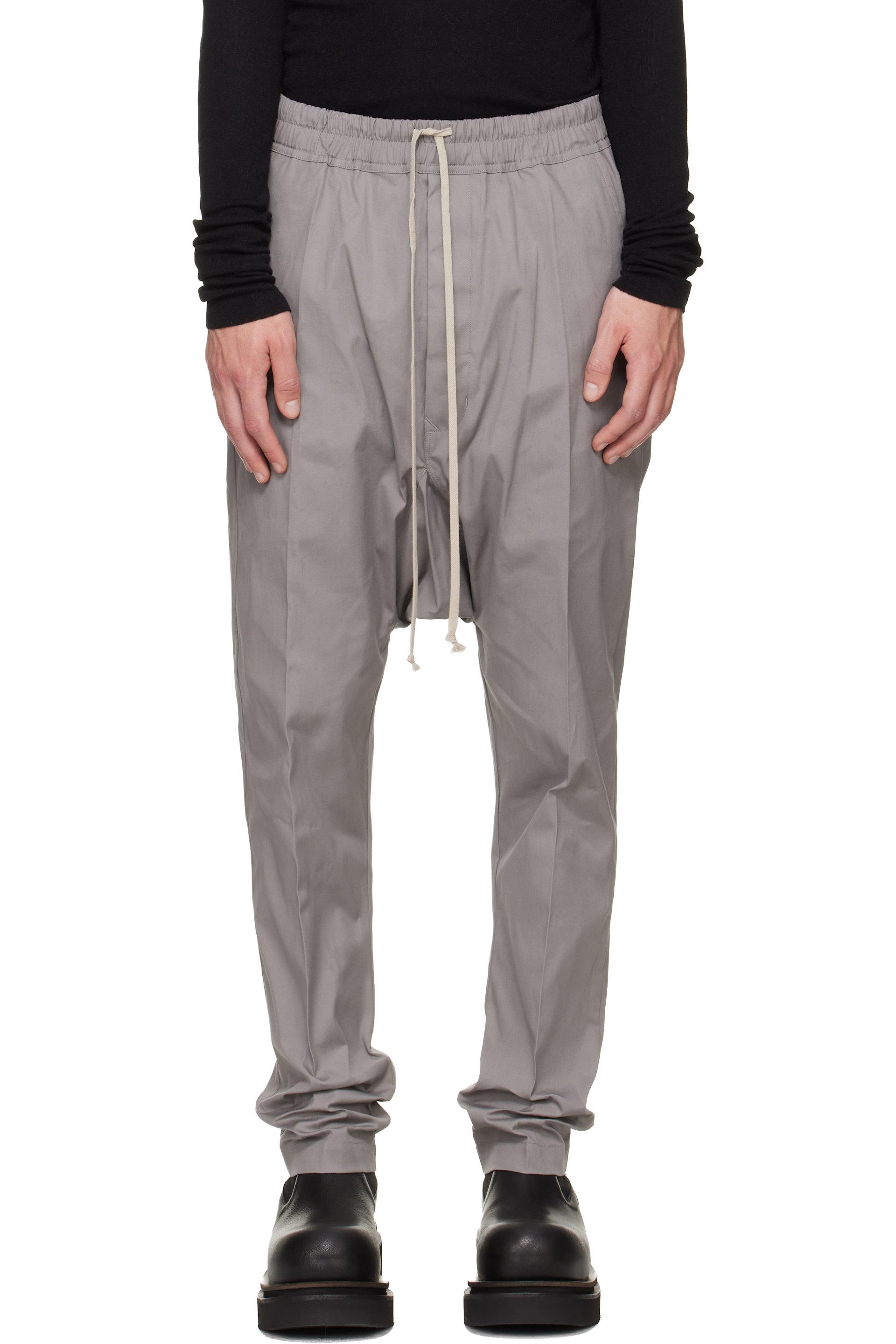 Rick Owens - Pantalon long gris à cordon coulissant - Tower