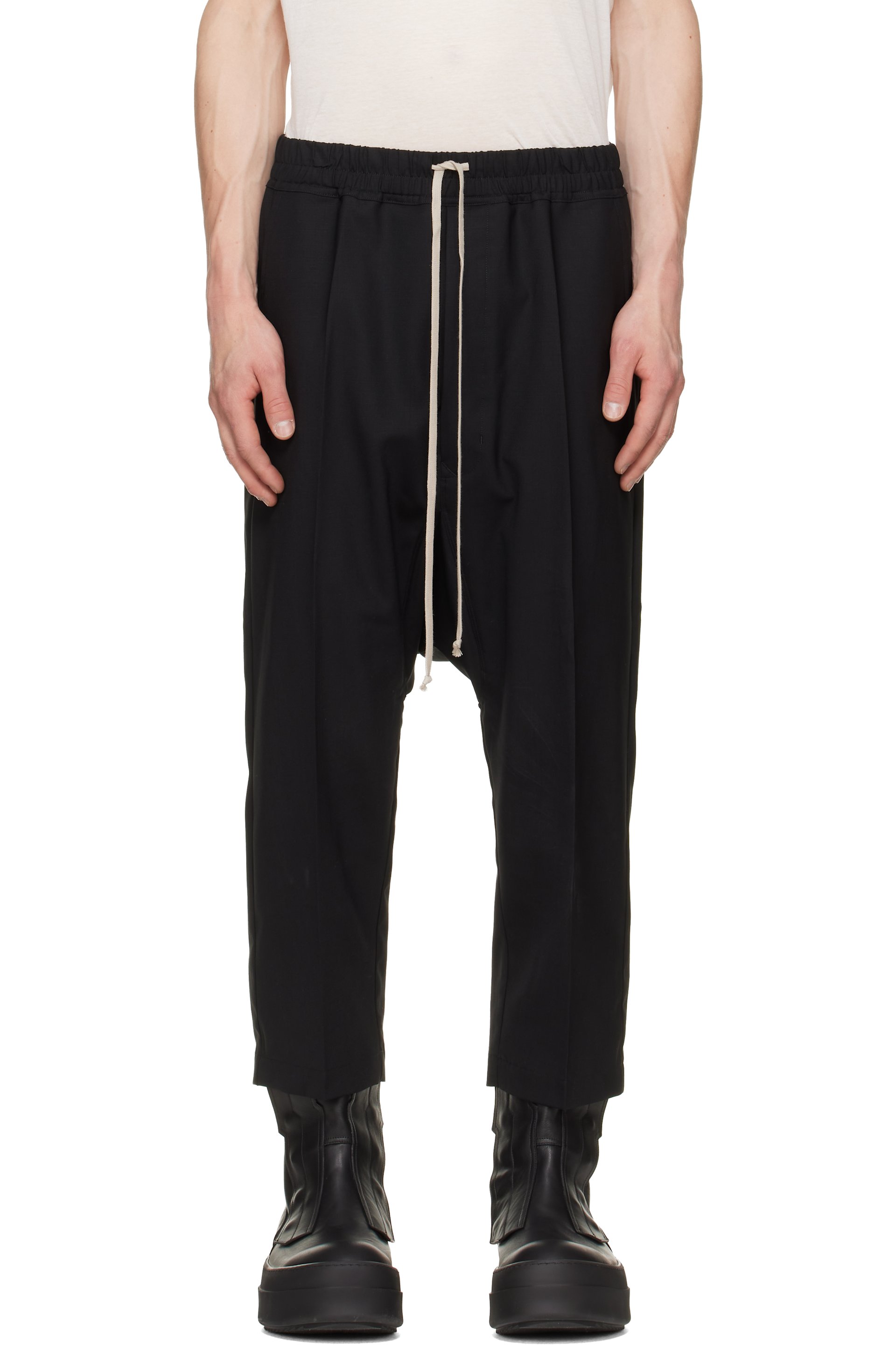 Rick Owens - Black Tower Drawstring Cropped Trousers