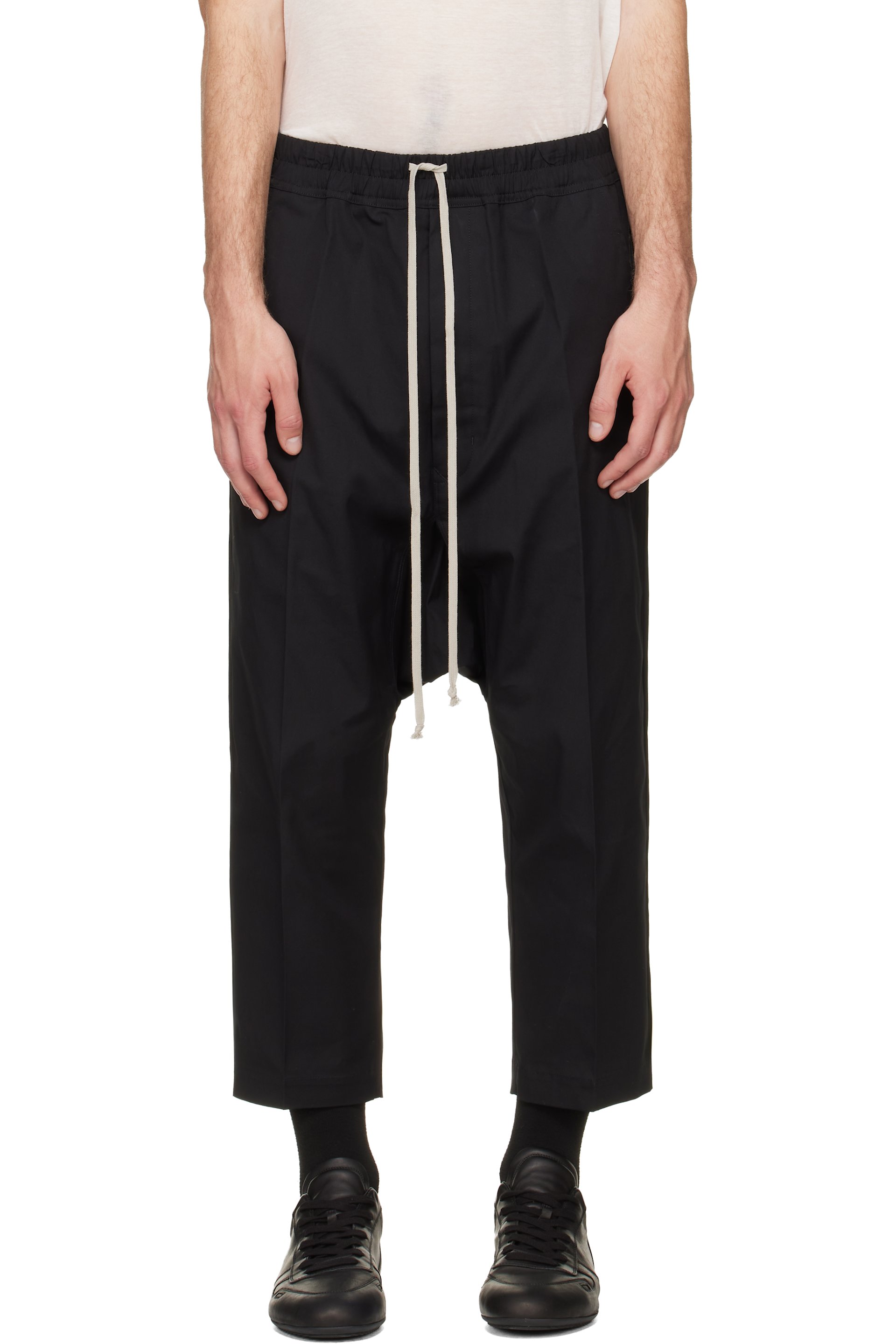 Rick Owens - Pantalon écourté noir à cordon coulissant - Tower