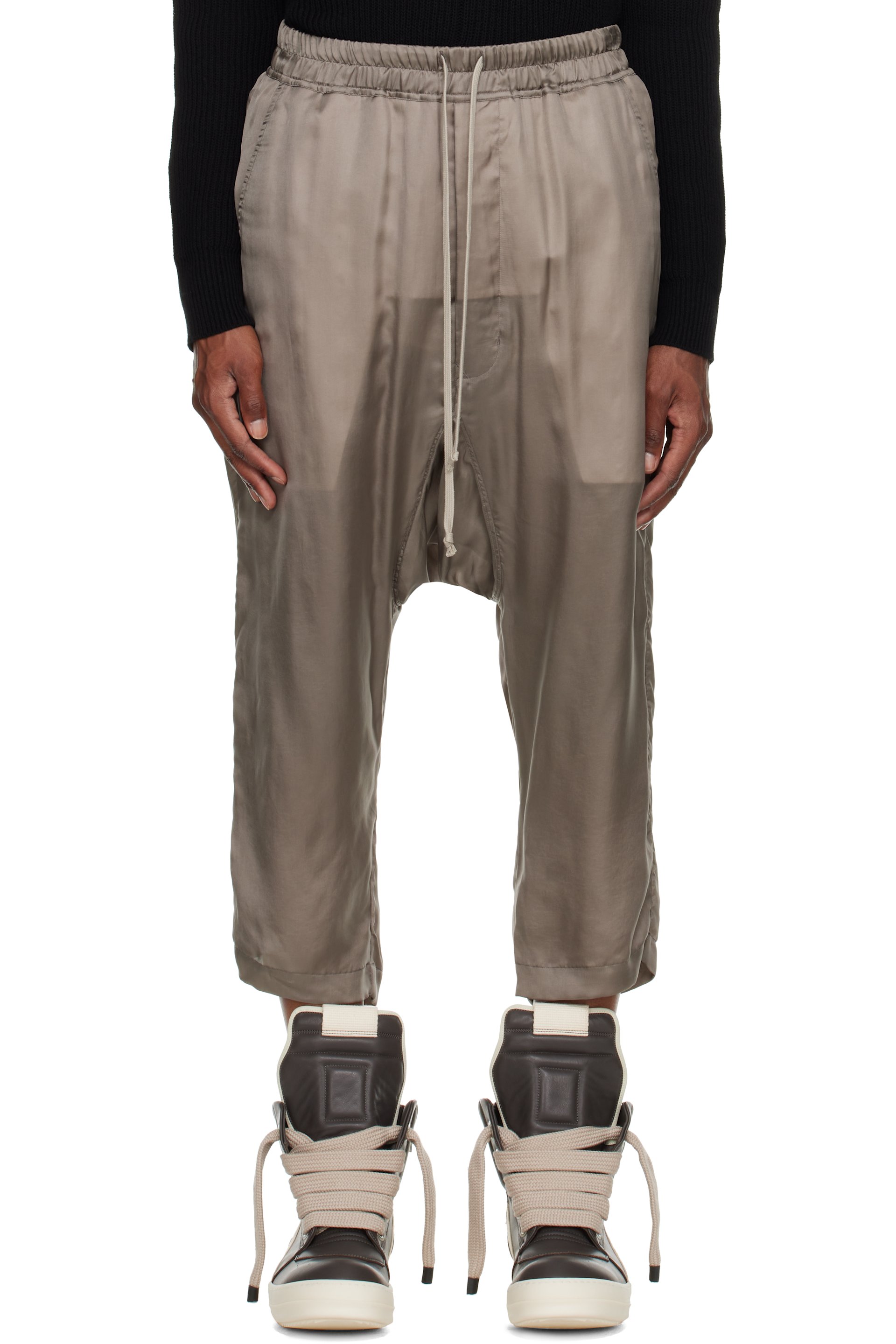 Rick Owens - 灰褐色 Tower Drawstring Cropped 长裤