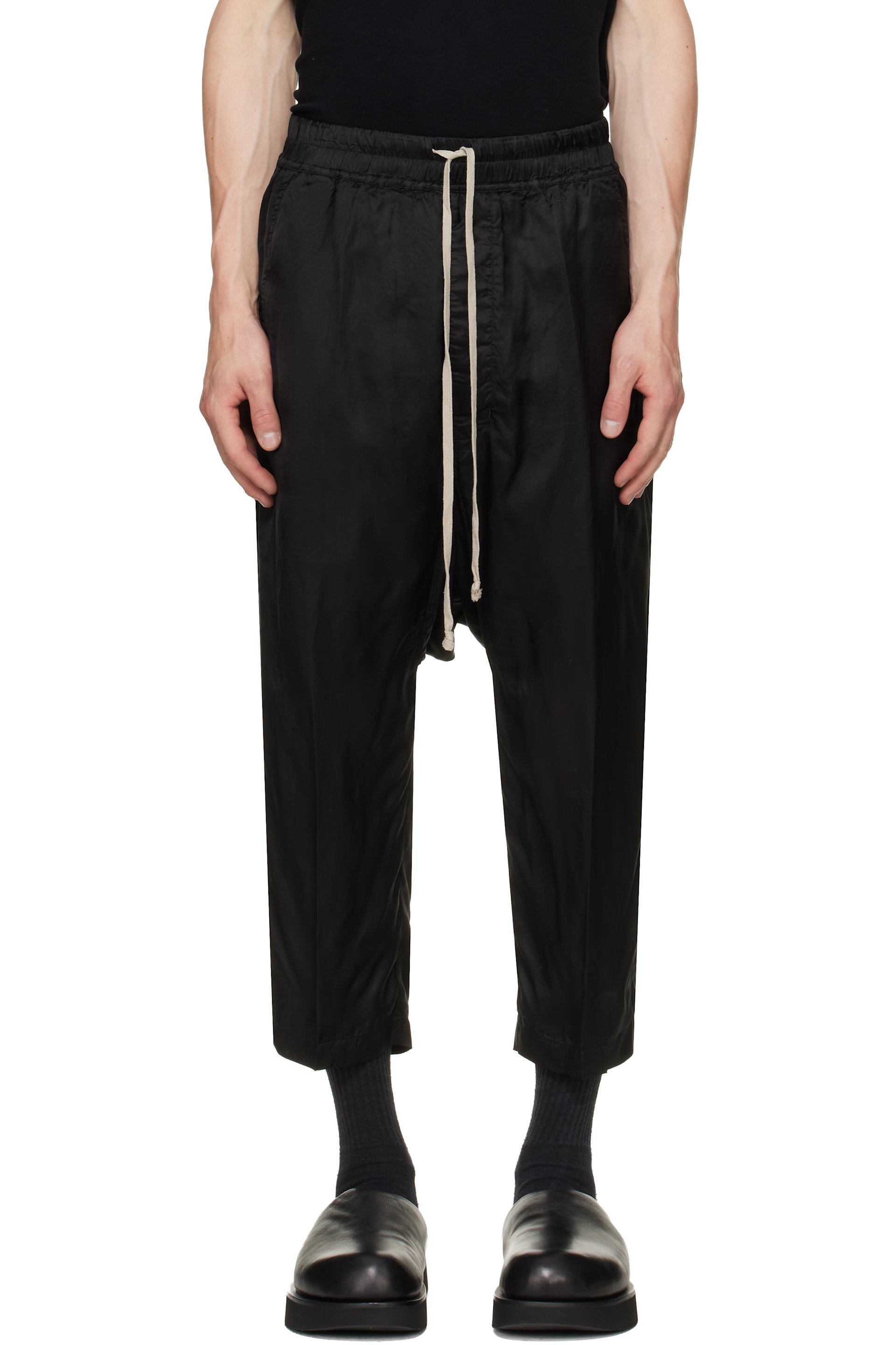 Rick Owens - Pantalon écourté noir à cordon coulissant - Tower