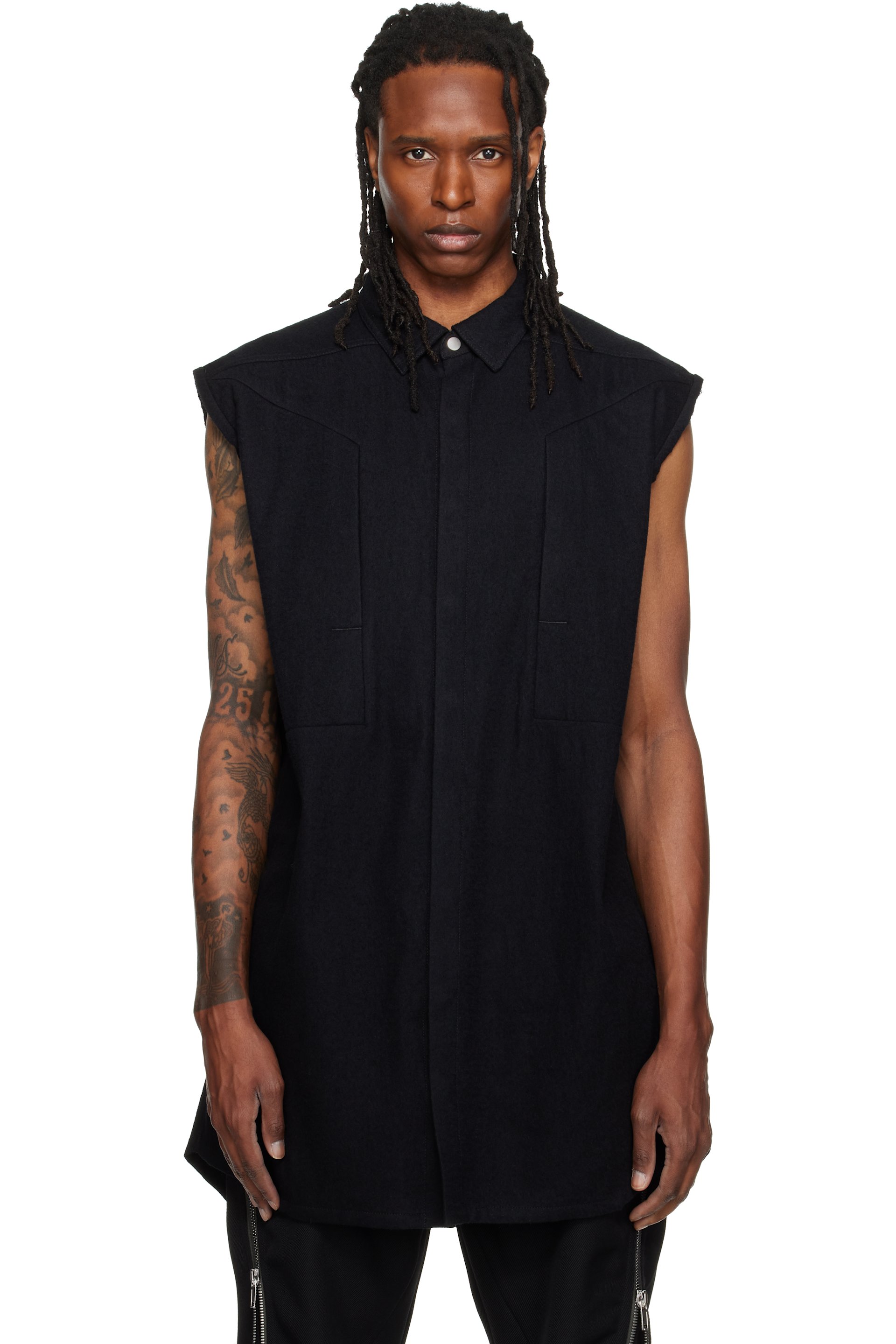 Rick Owens - Surchemise surdimensionnée noire - Tower