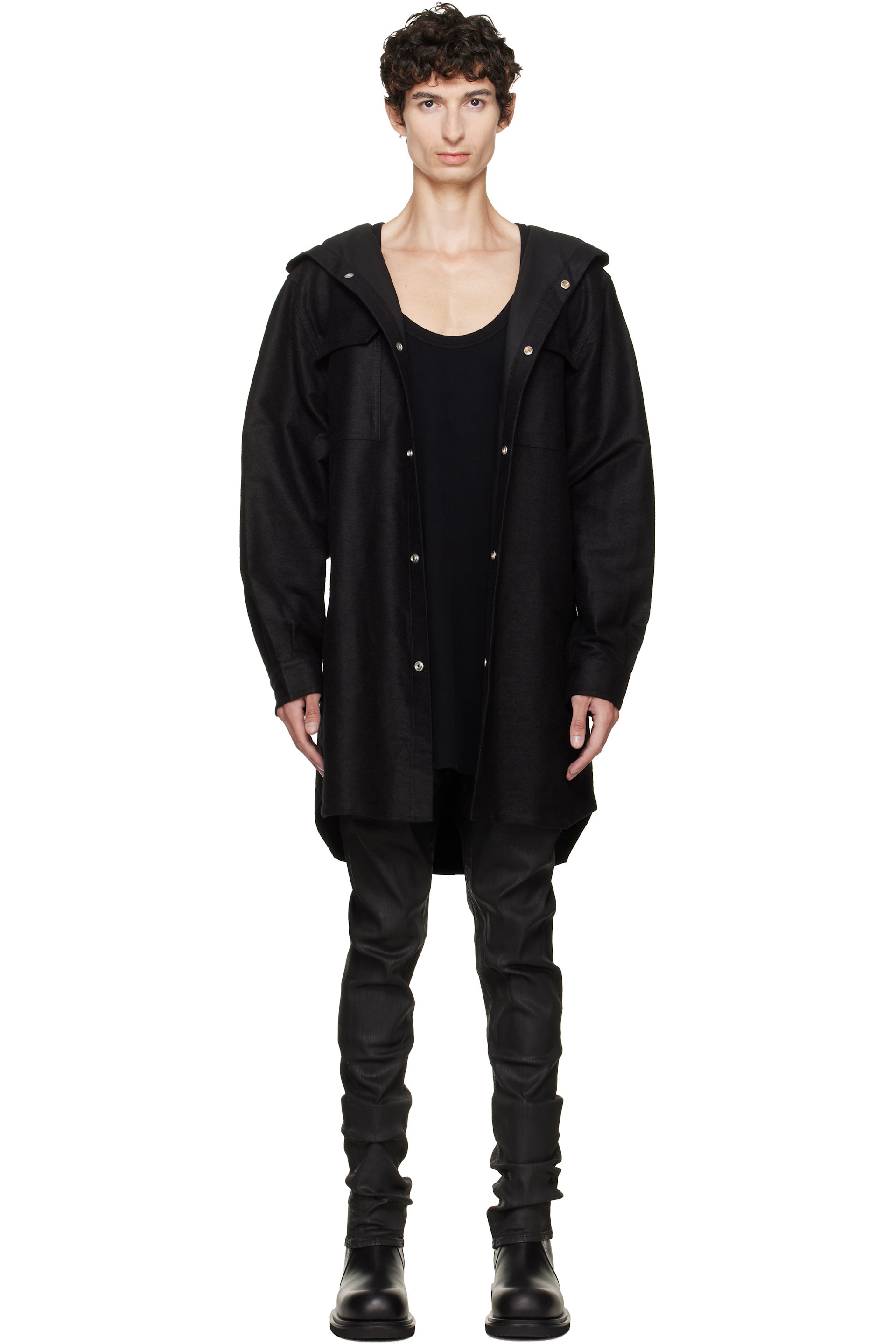 Rick Owens - Black Tower Hooded Outershirt