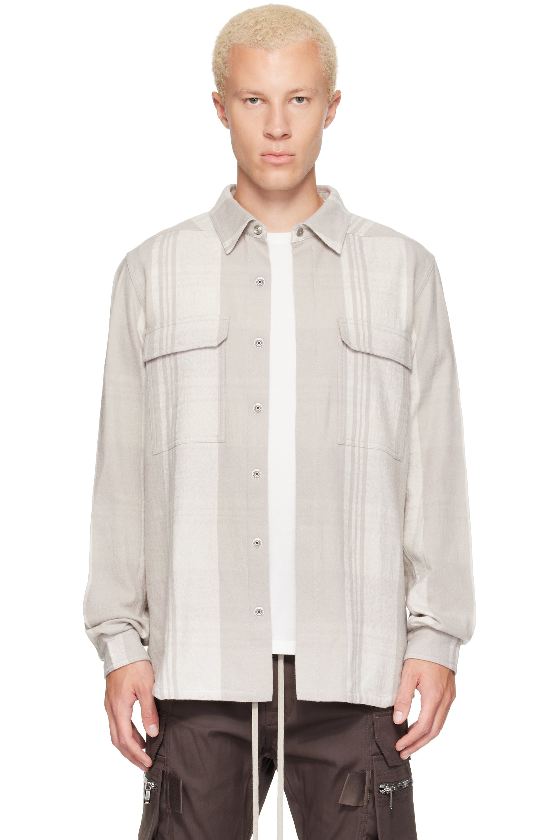 Rick Owens - Chemise beige à motif écossais - Tower