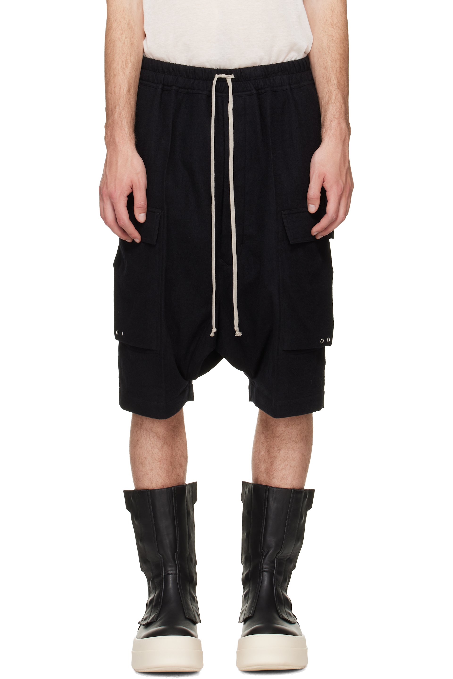 Rick Owens - Black Tower Cargo Pods Shorts