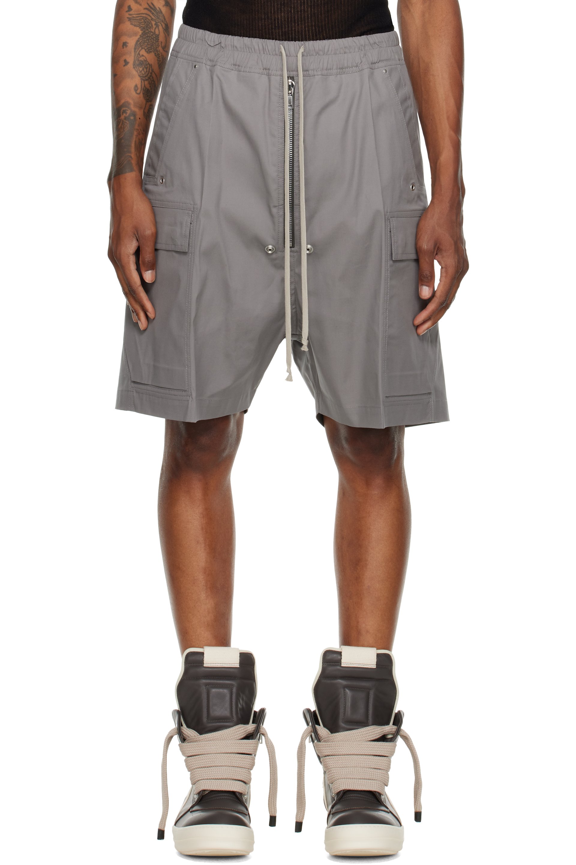 Rick Owens - Gray Tower Cargobela Cargo Shorts