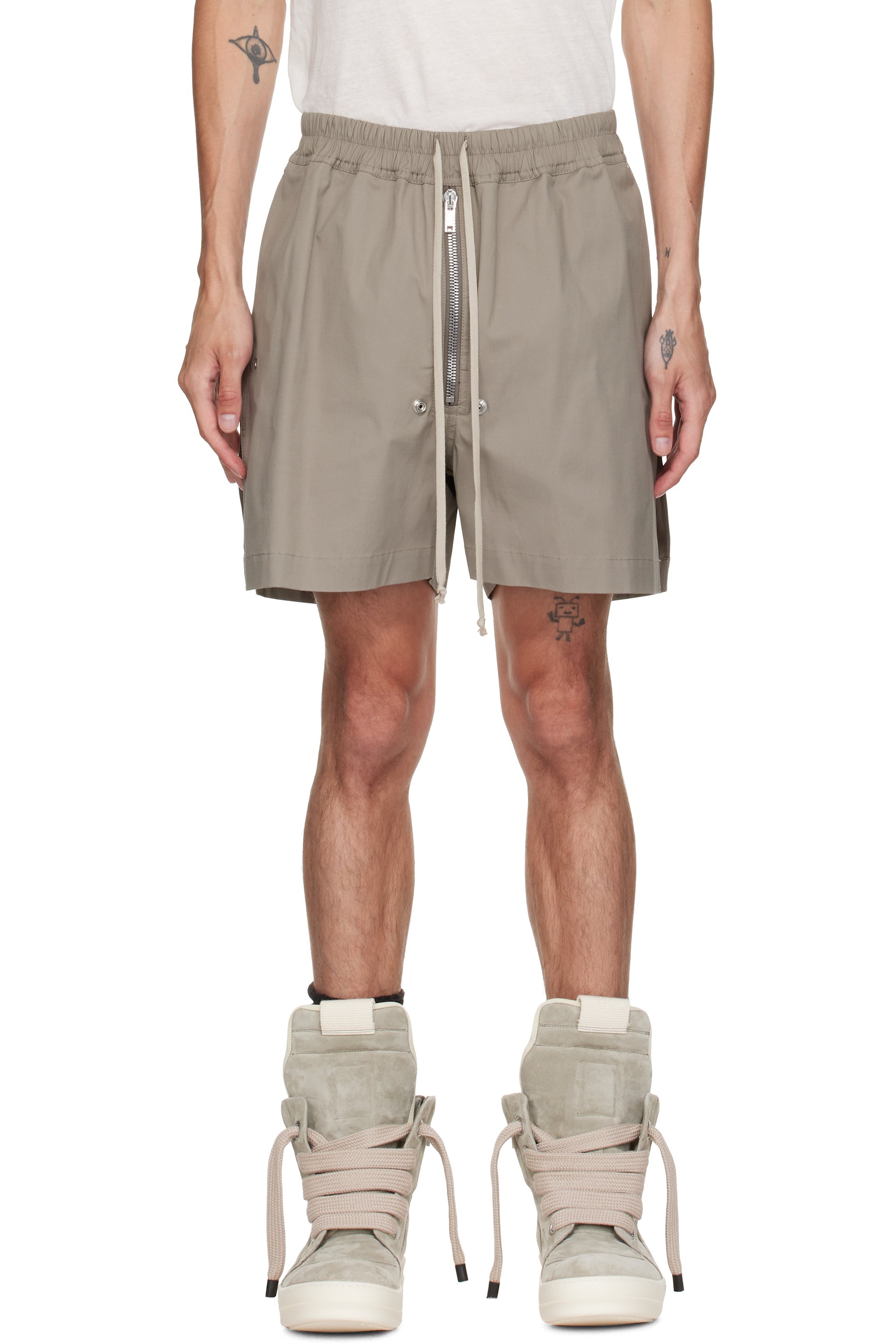 Rick Owens - Short boxer taupe à glissière Bela - Tower