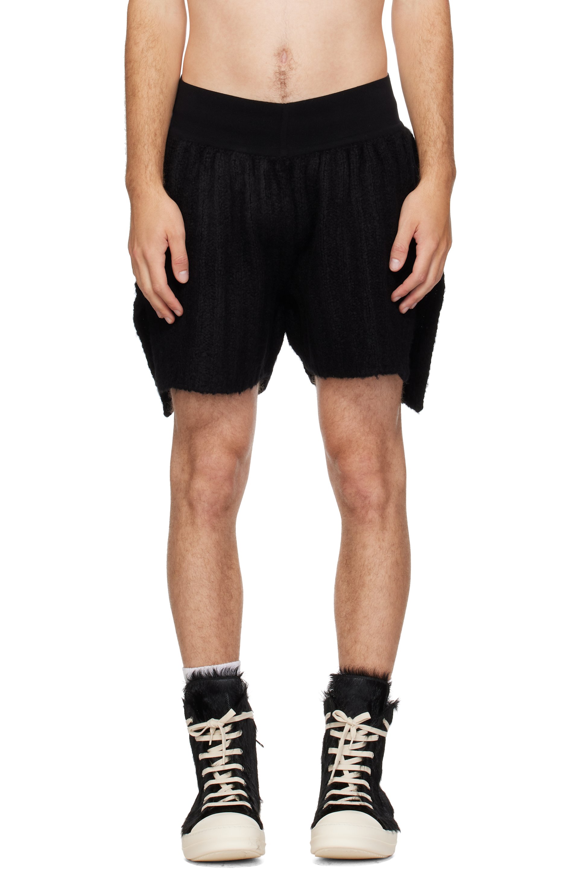 Rick Owens - Black Tower Rib Boxers Knit Shorts