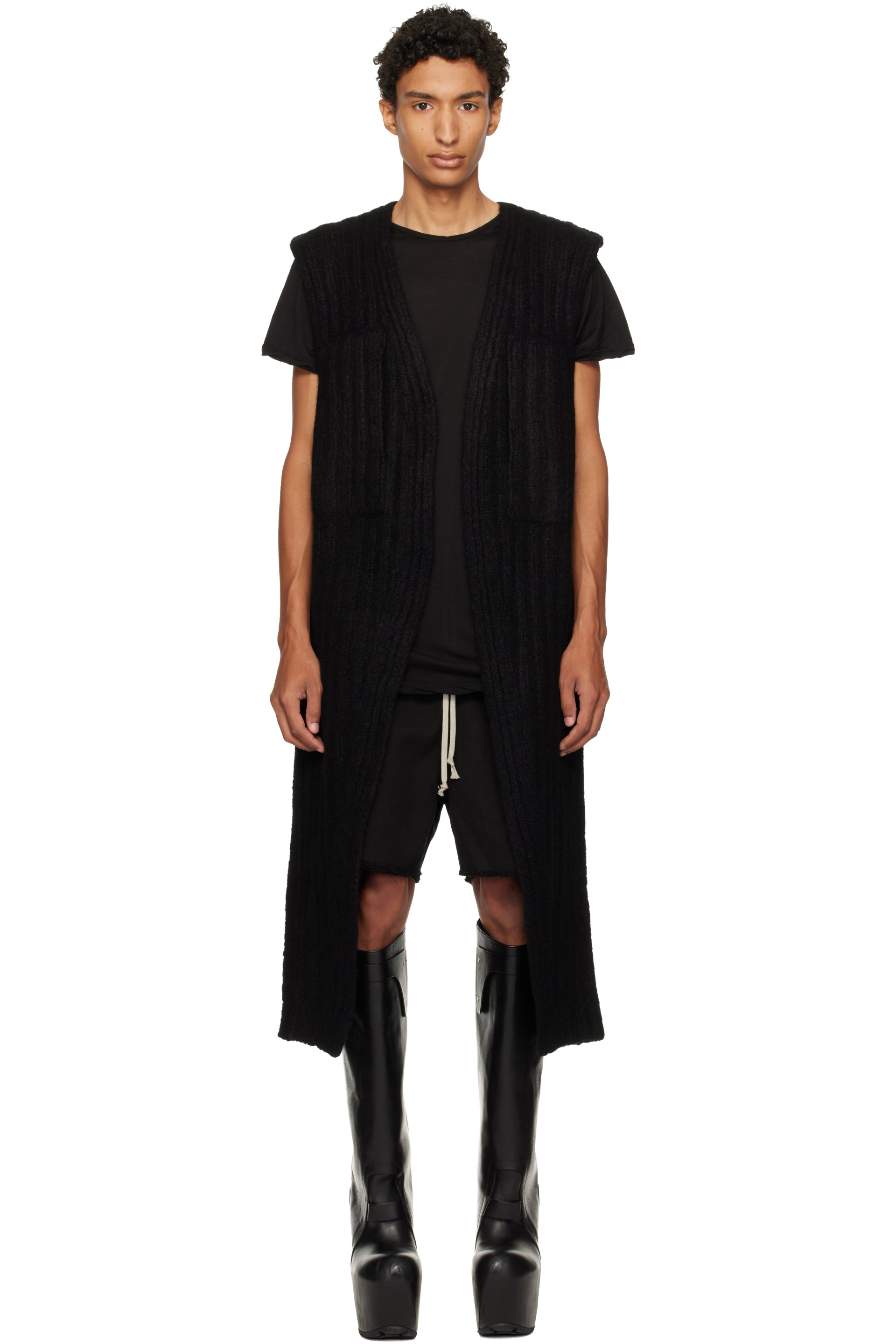Rick Owens - Black Tower Lab Vest Cardigan