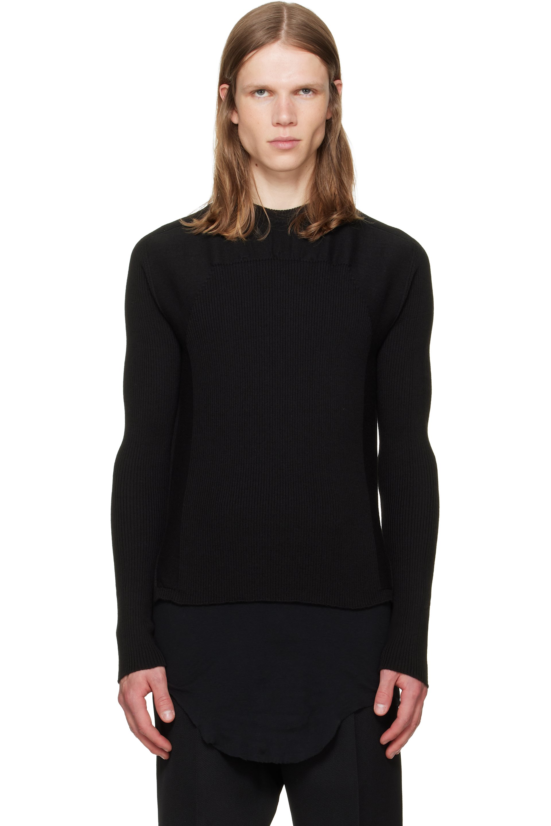 Rick Owens - Black Tower Ribbed Geo Sweater