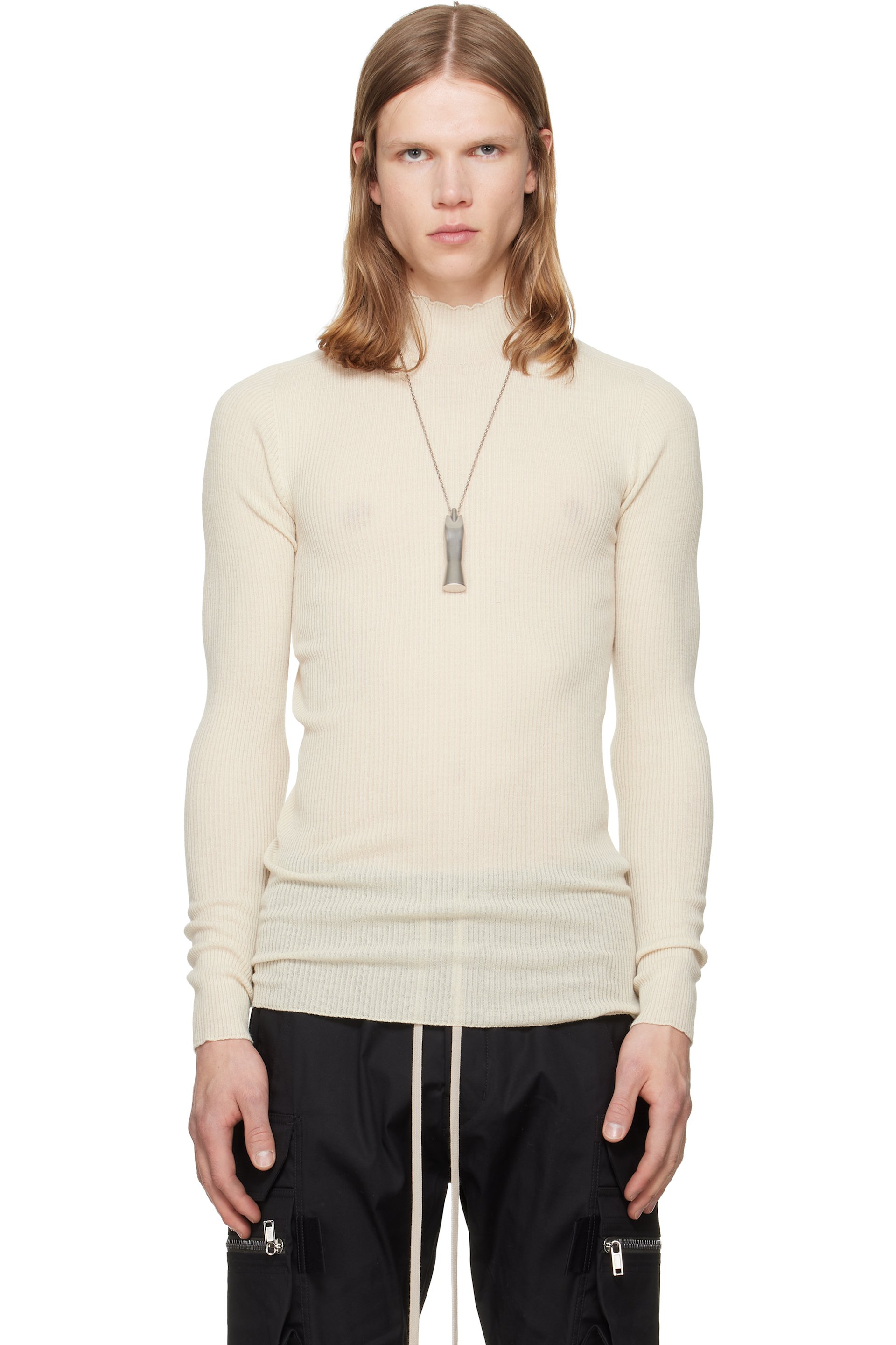 Rick Owens - Off-White Tower Ribbed Lupetto Sweater