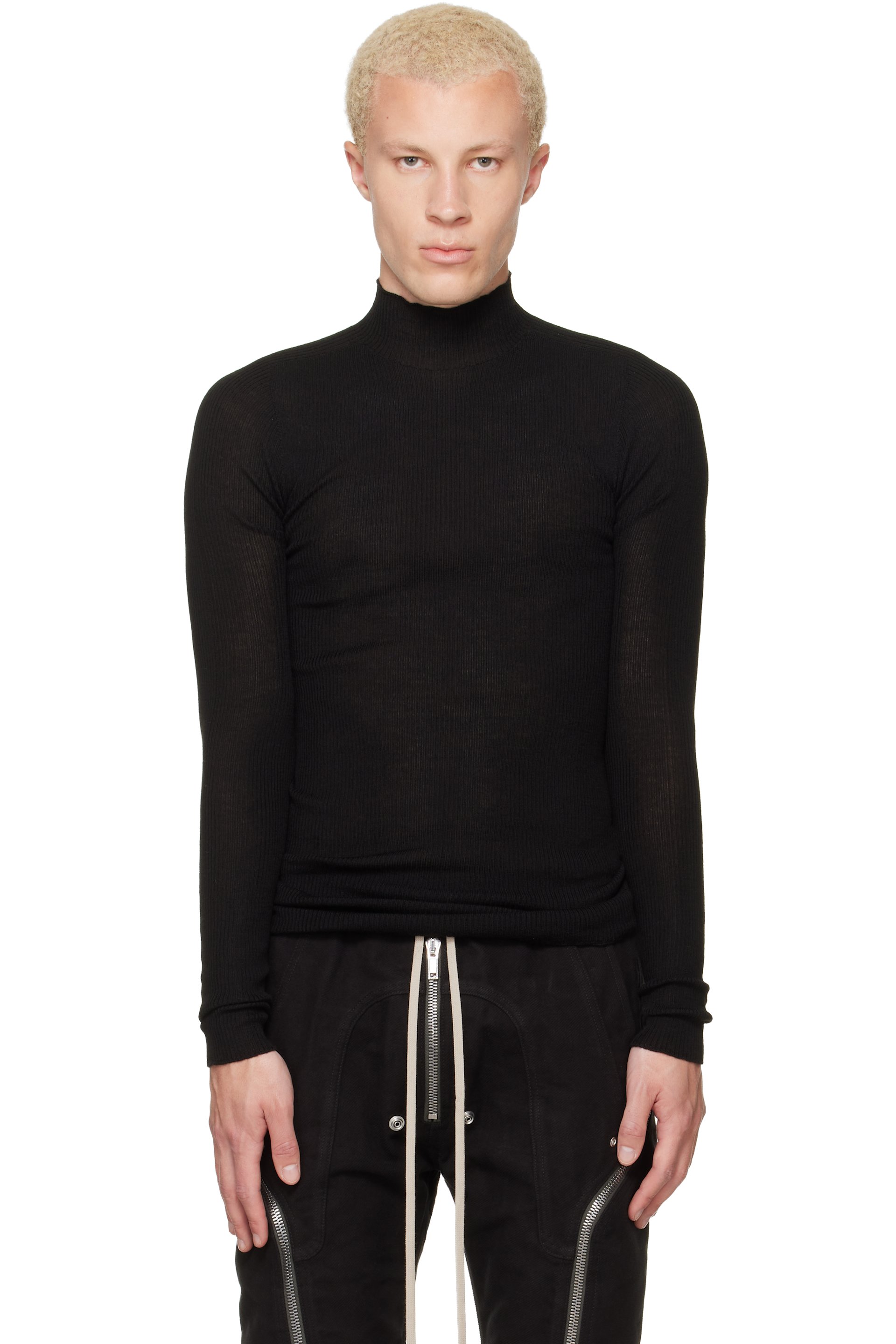 Rick Owens - Black Tower Ribbed Lupetto Sweater