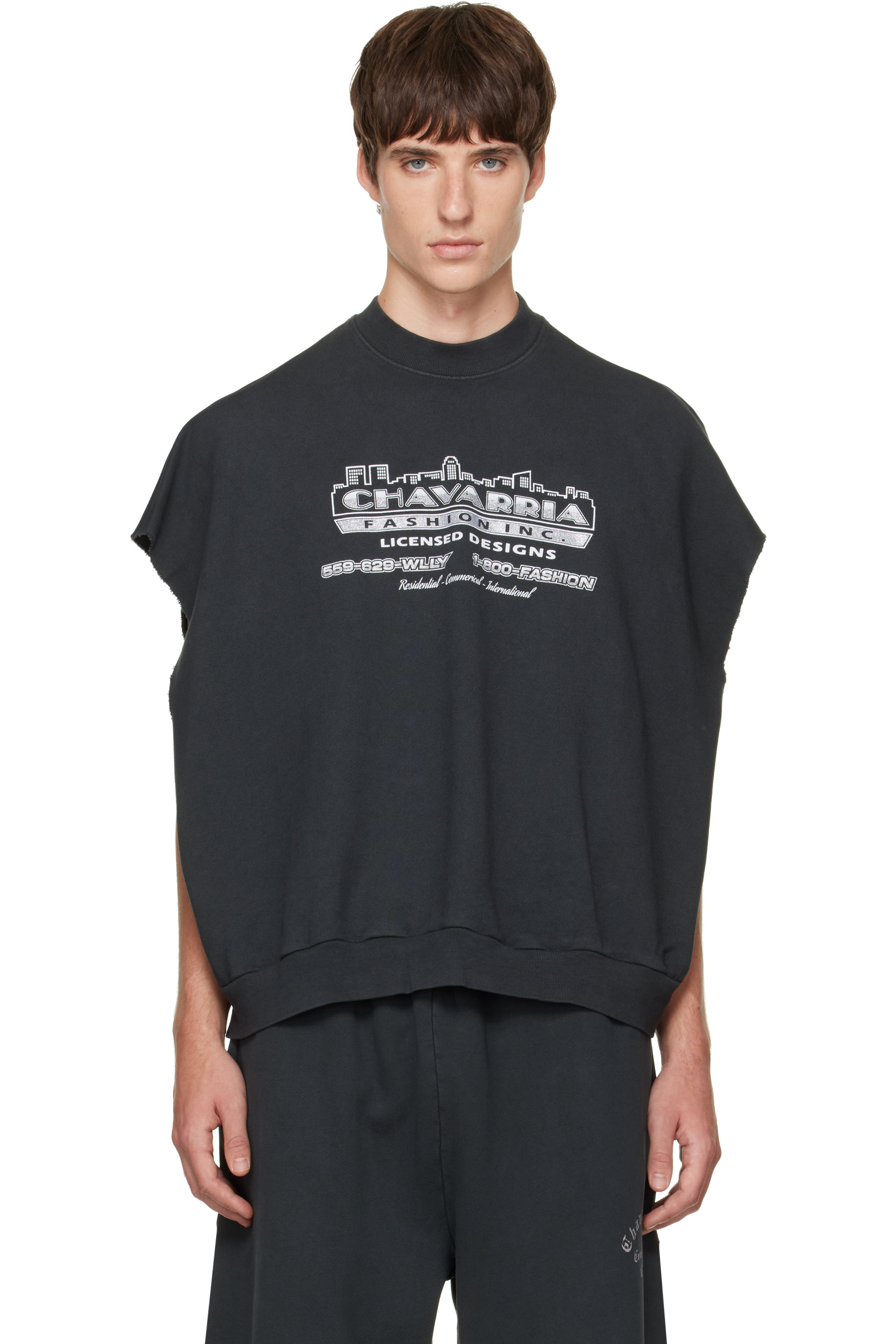 WILLY CHAVARRIA - Black 'Chavarria Licensed Designs' Muscle Sweatshirt