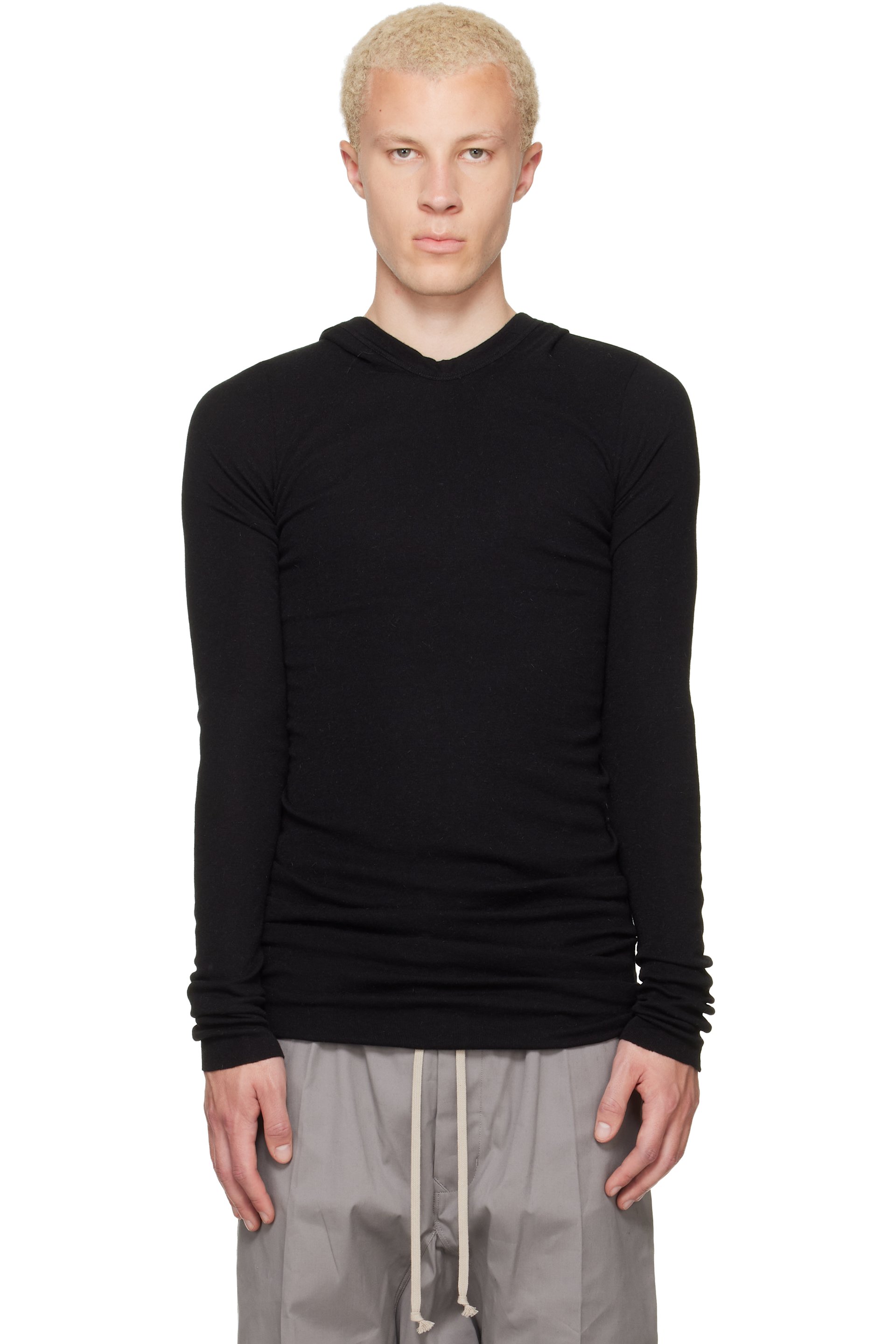 Rick Owens - Black Tower Rib LS Hoodie