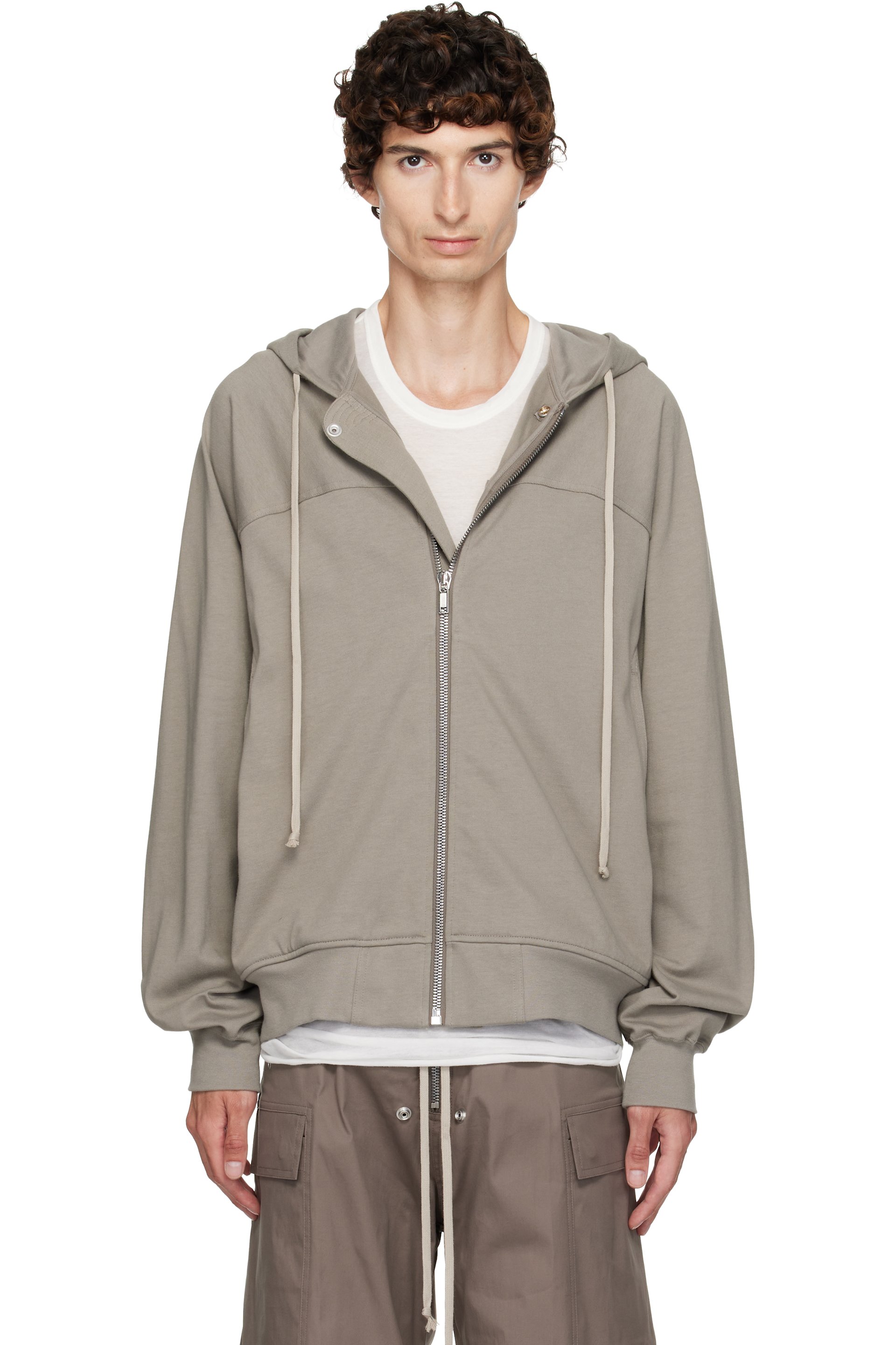 Rick Owens - Pull à capuche de style coupe-vent taupe - Tower