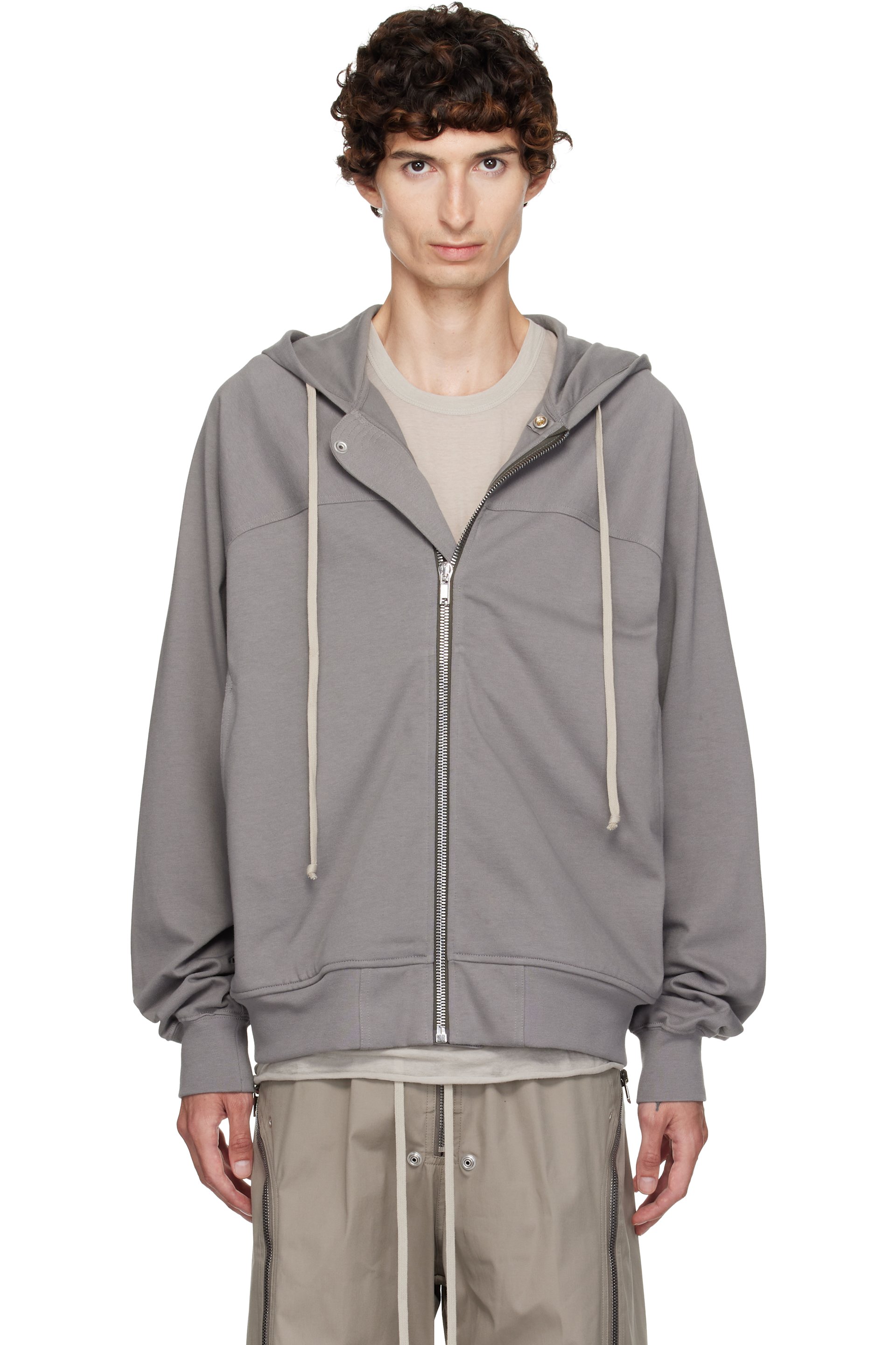 Rick Owens - Pull à capuche de style coupe-vent gris - Tower