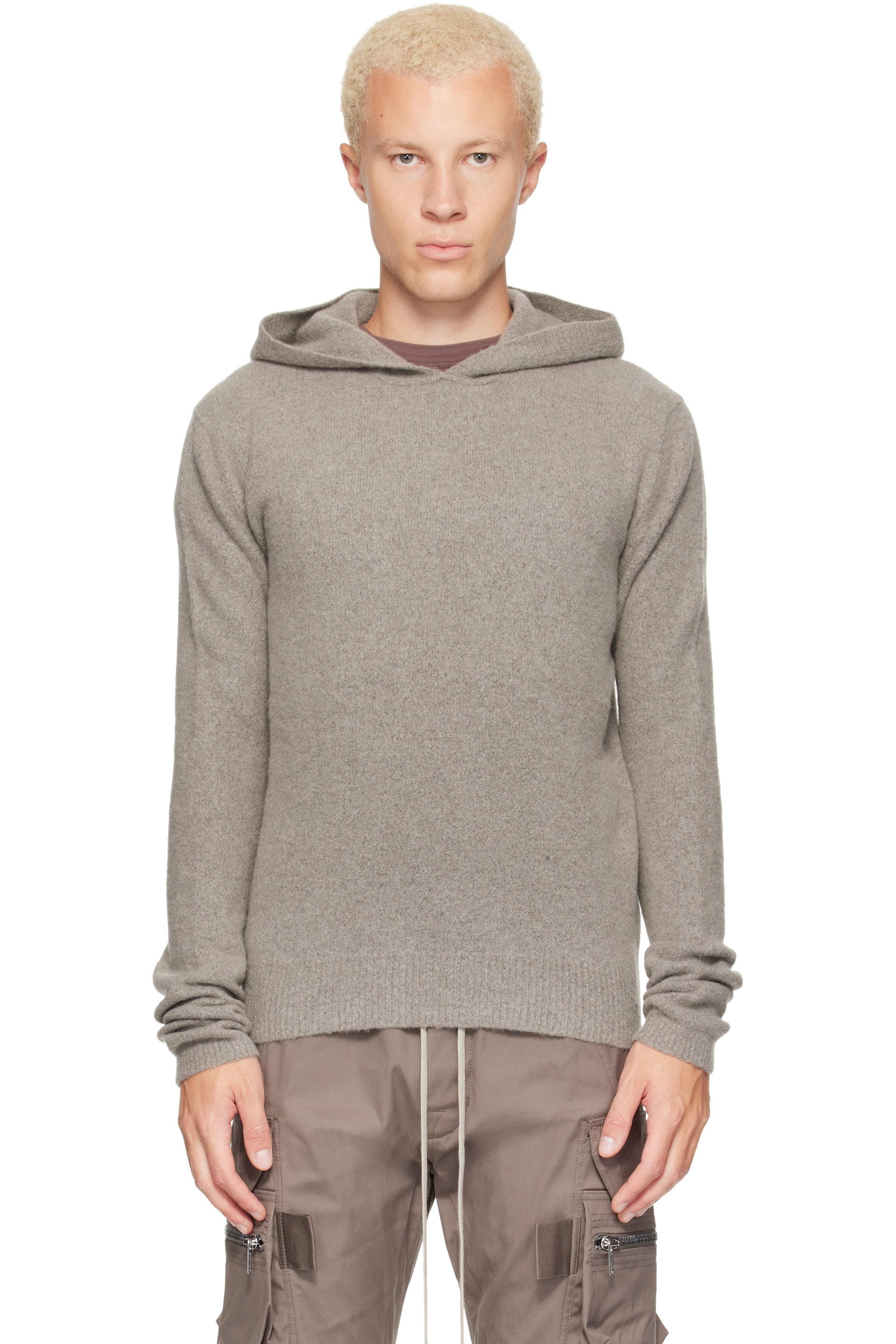 Rick Owens - Gray Tower Felt Cashmere Hoodie