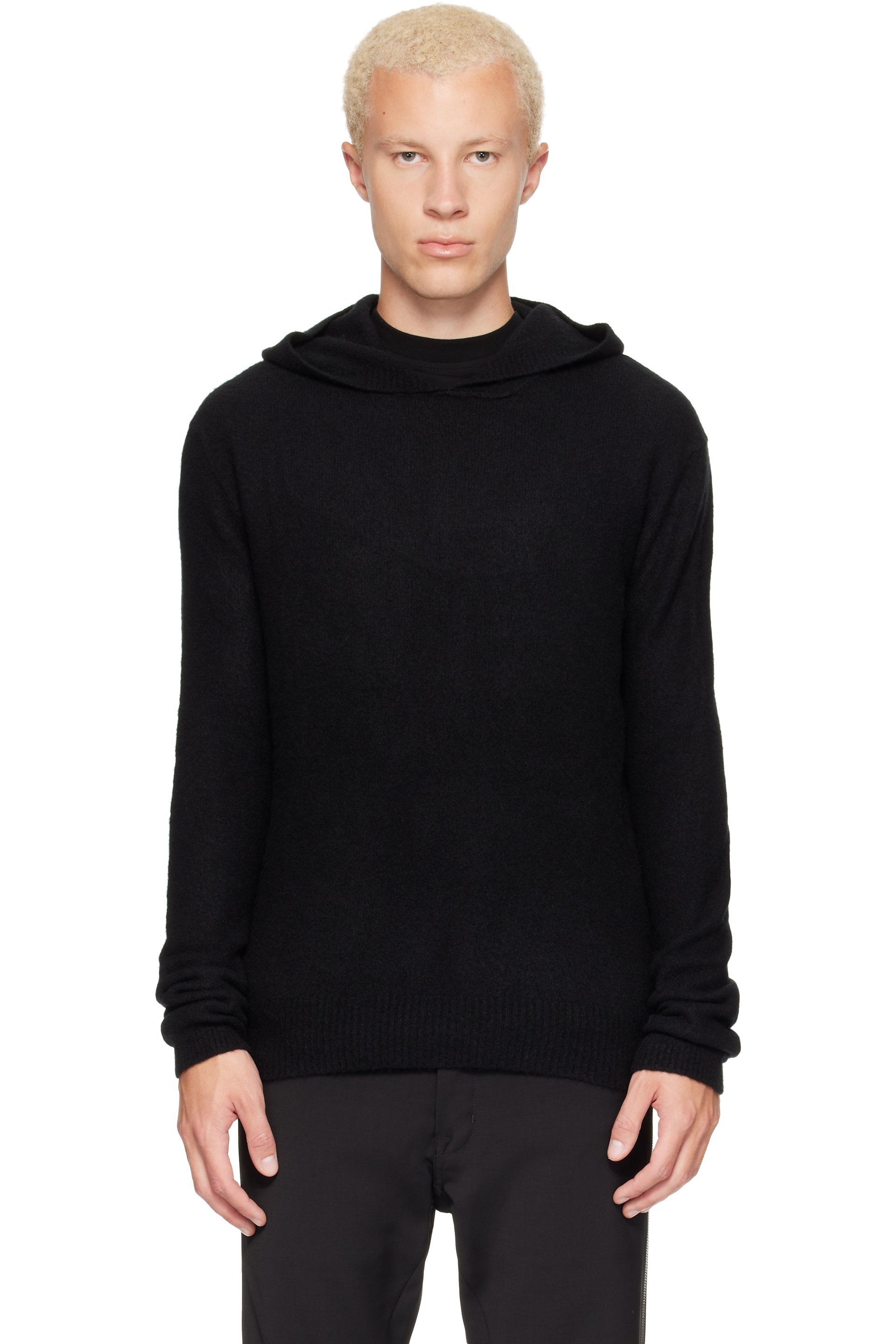 Rick Owens - Black Tower Felt Cashmere Hoodie