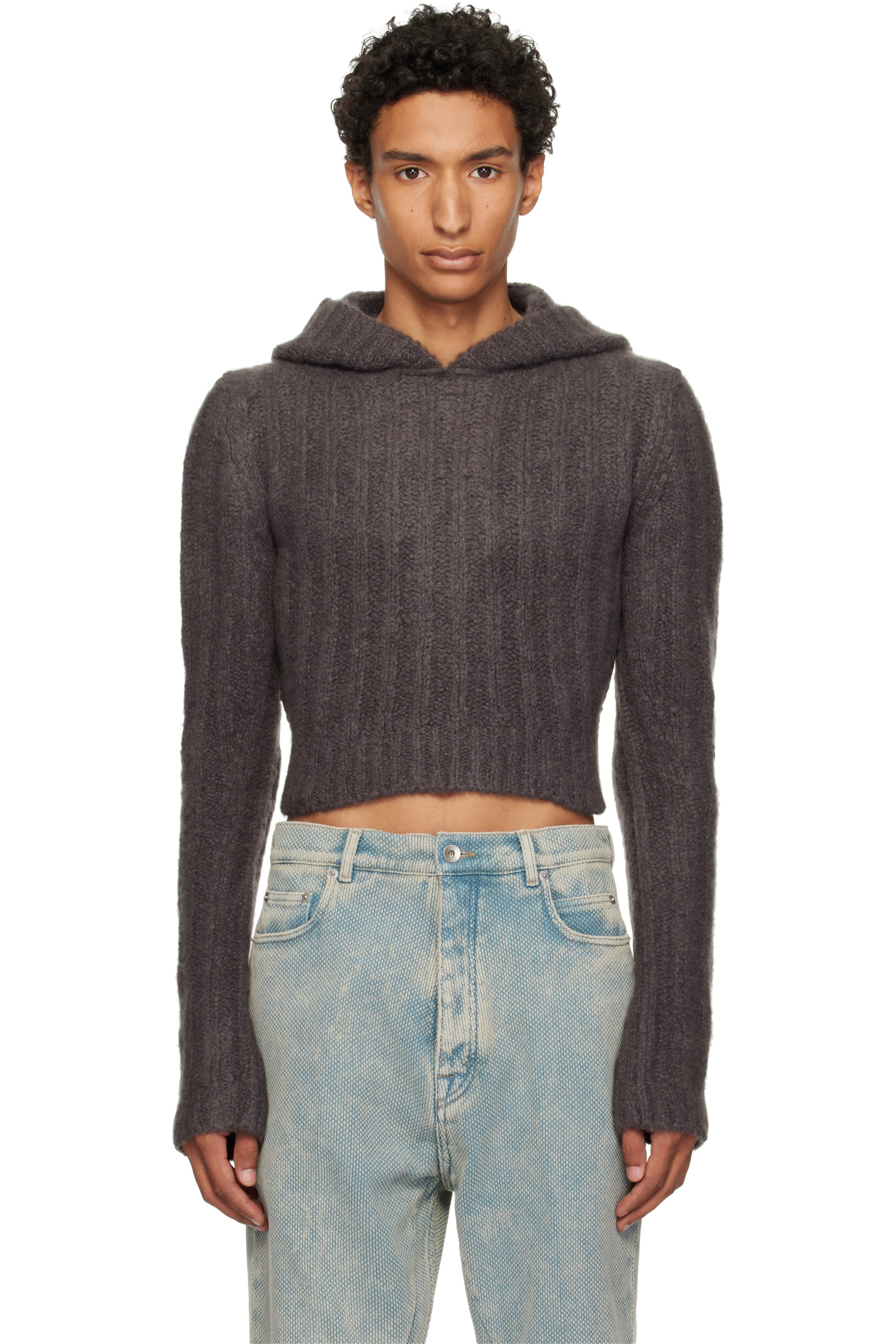 Rick Owens - Gray Tower Cropped Hoodie