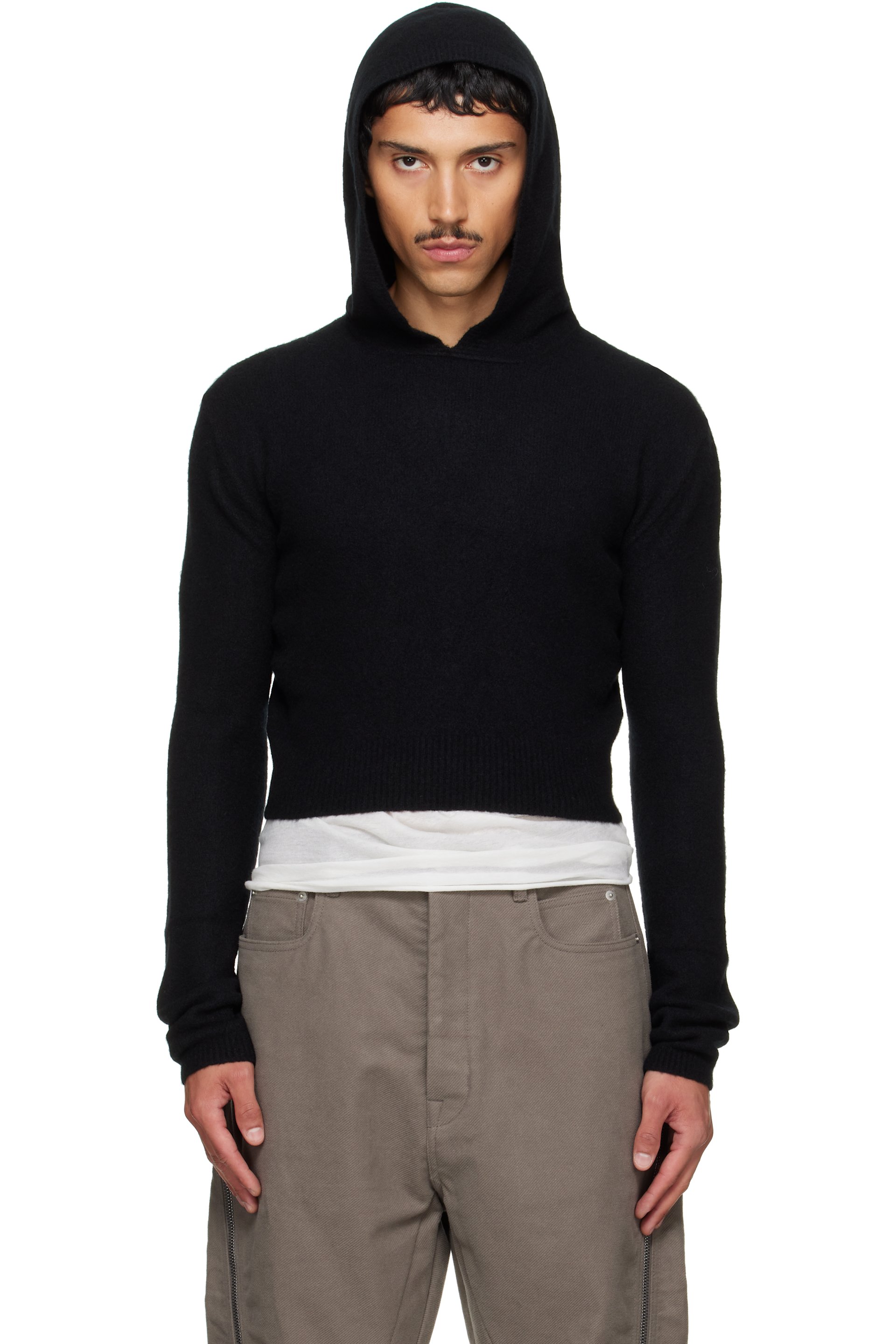Rick Owens - Black Tower Cropped Hoodie