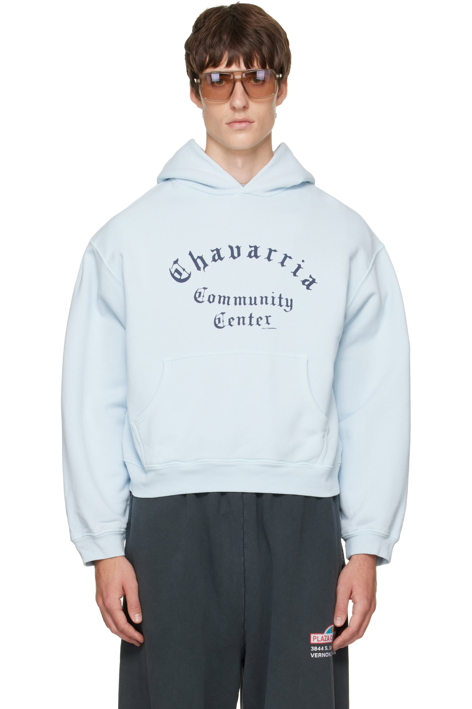 WILLY CHAVARRIA - Blue 'Chavarria Community Center' Shrunken PO Hoodie