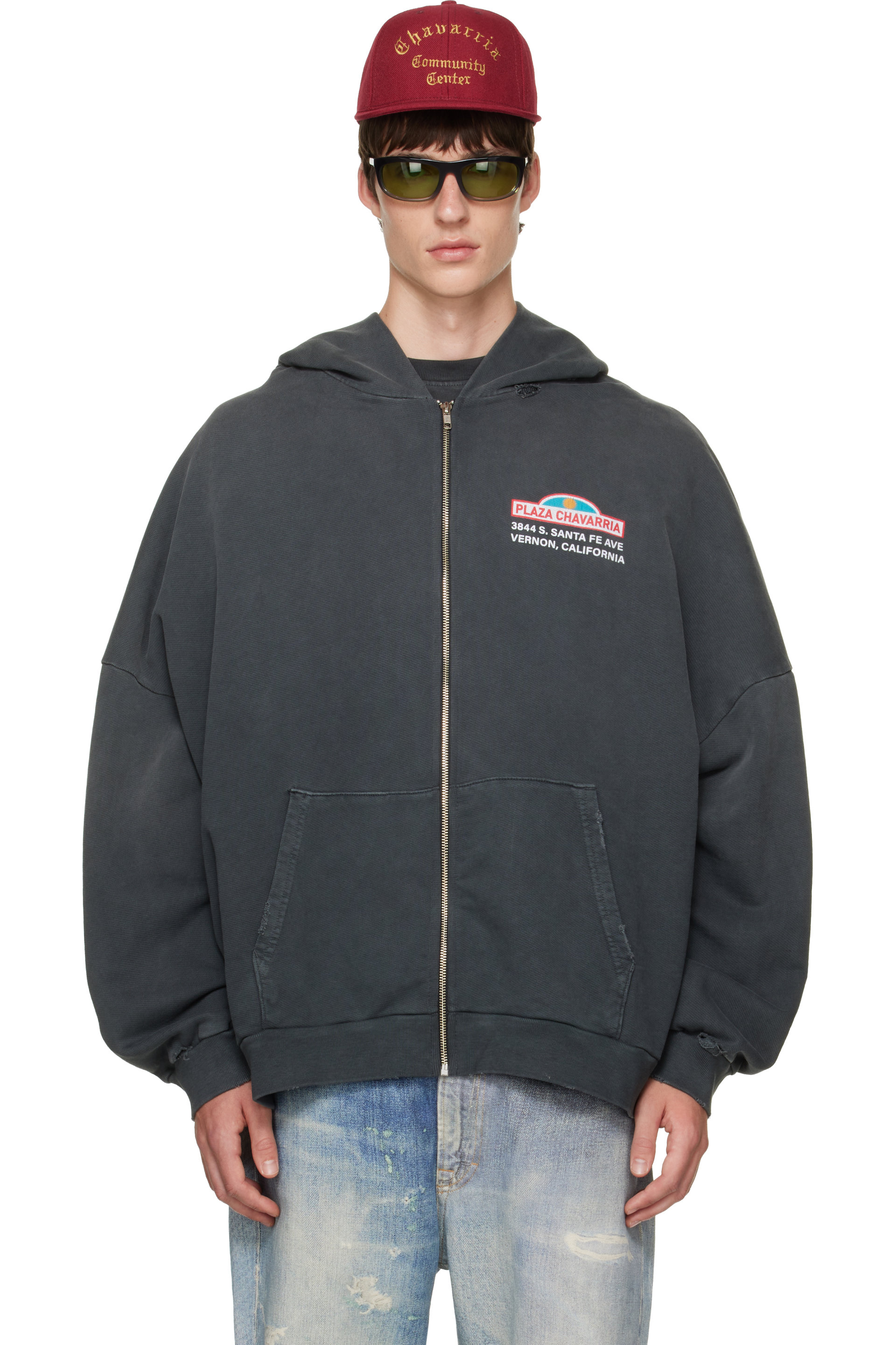 WILLY CHAVARRIA - Black 'Plaza Chavarria' Zip Hooligan Hoodie