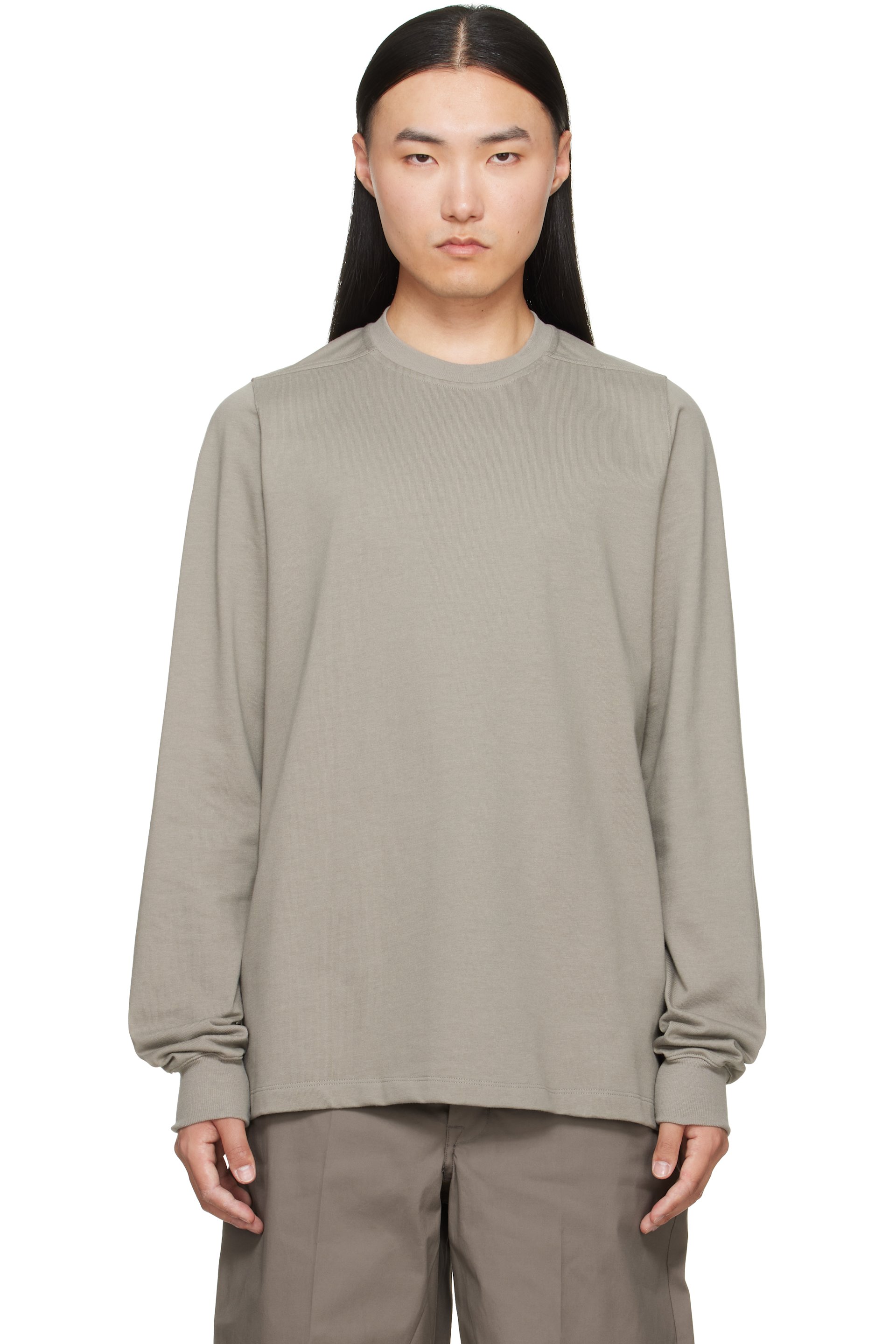 Rick Owens - Gray Tower Short Crewneck LS T-shirt
