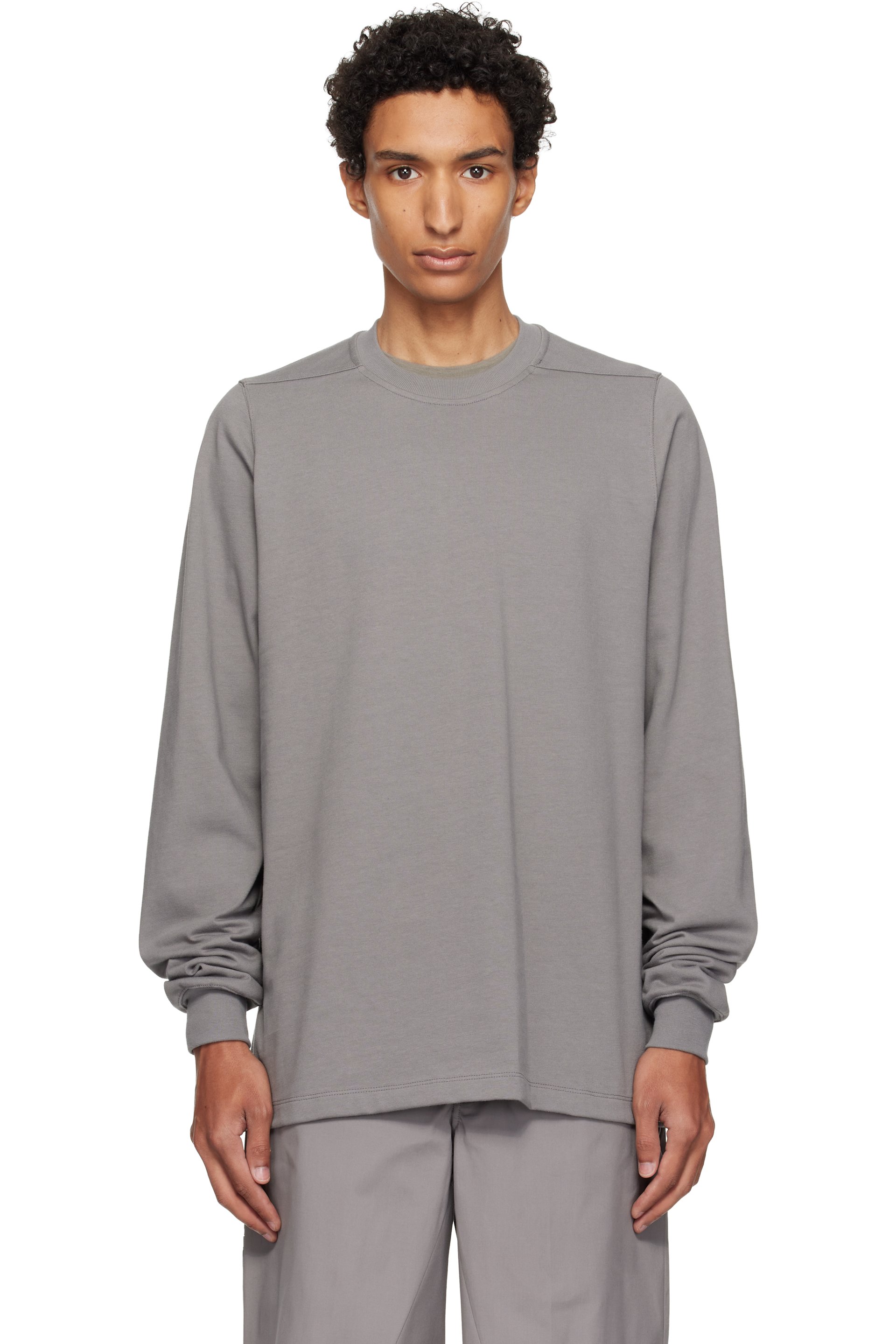 Rick Owens - Gray Tower Short Crewneck LS Sweatshirt
