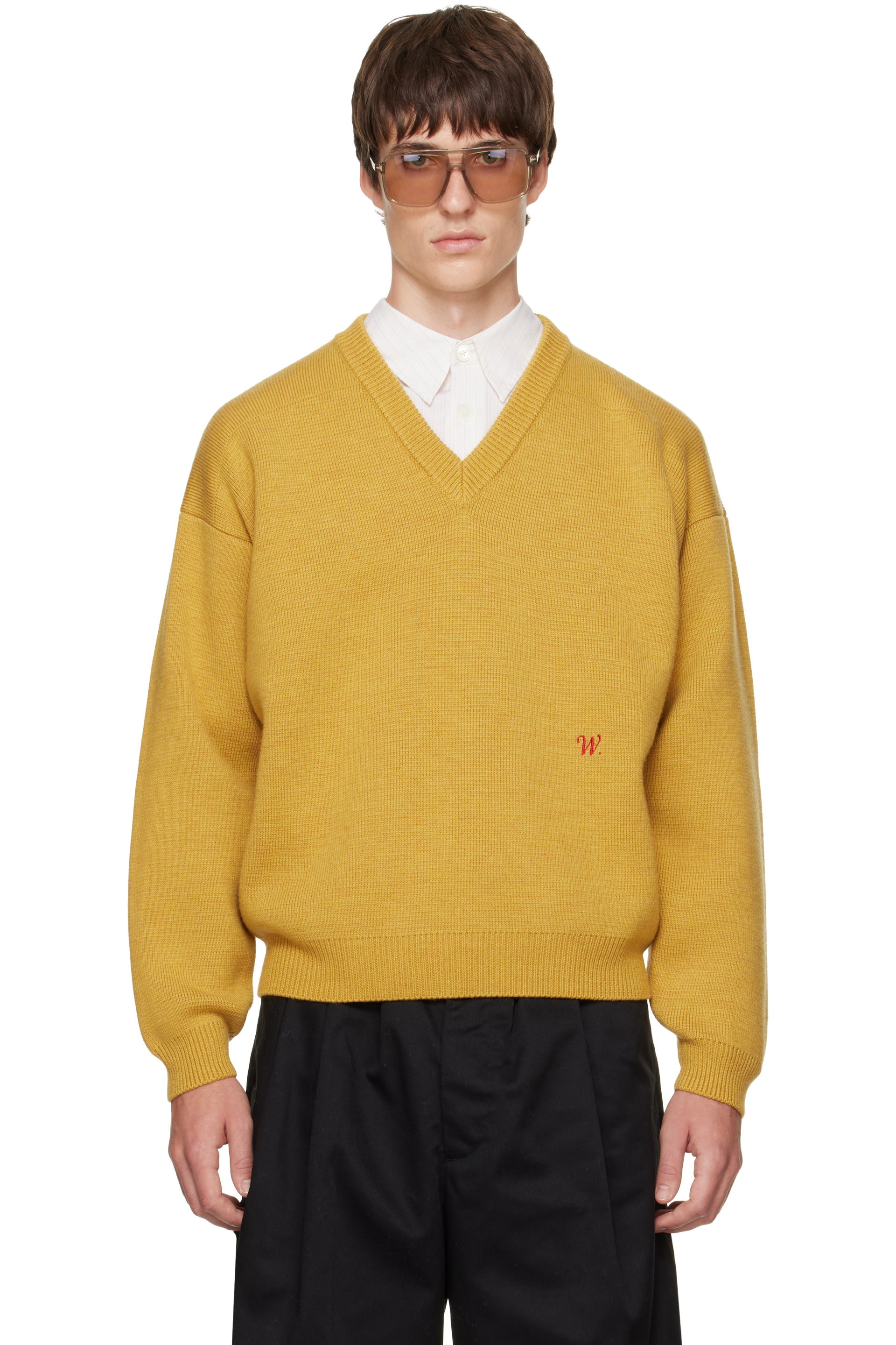 WILLY CHAVARRIA - Yellow 'Chavarria' V-Neck Sweater