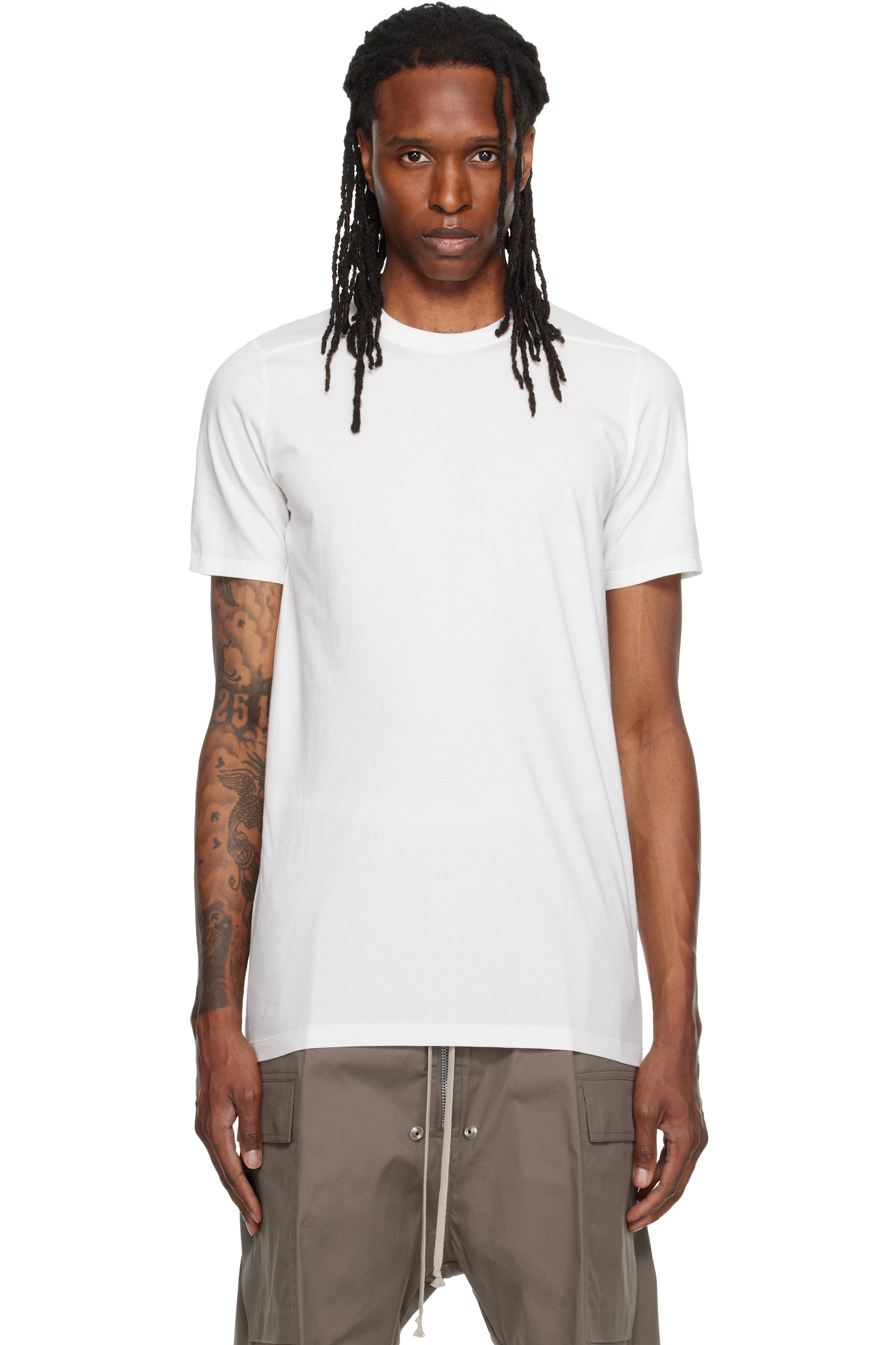 Rick Owens - T-shirt blanc cassé à couture horizontale aux épaules - Tower