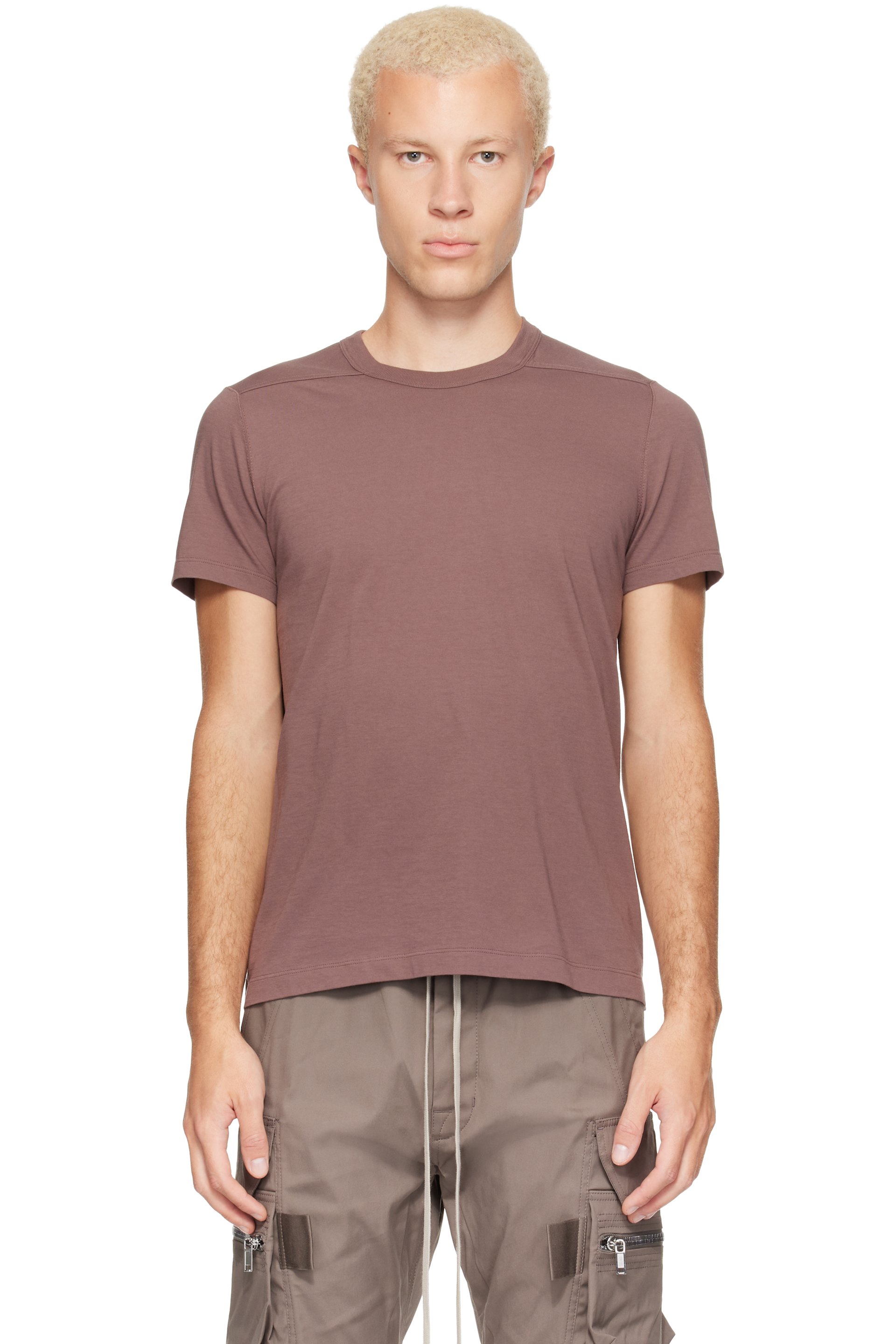 Rick Owens - T-shirt à manches courtes bourgogne à couture horizontale aux épaules - Tower