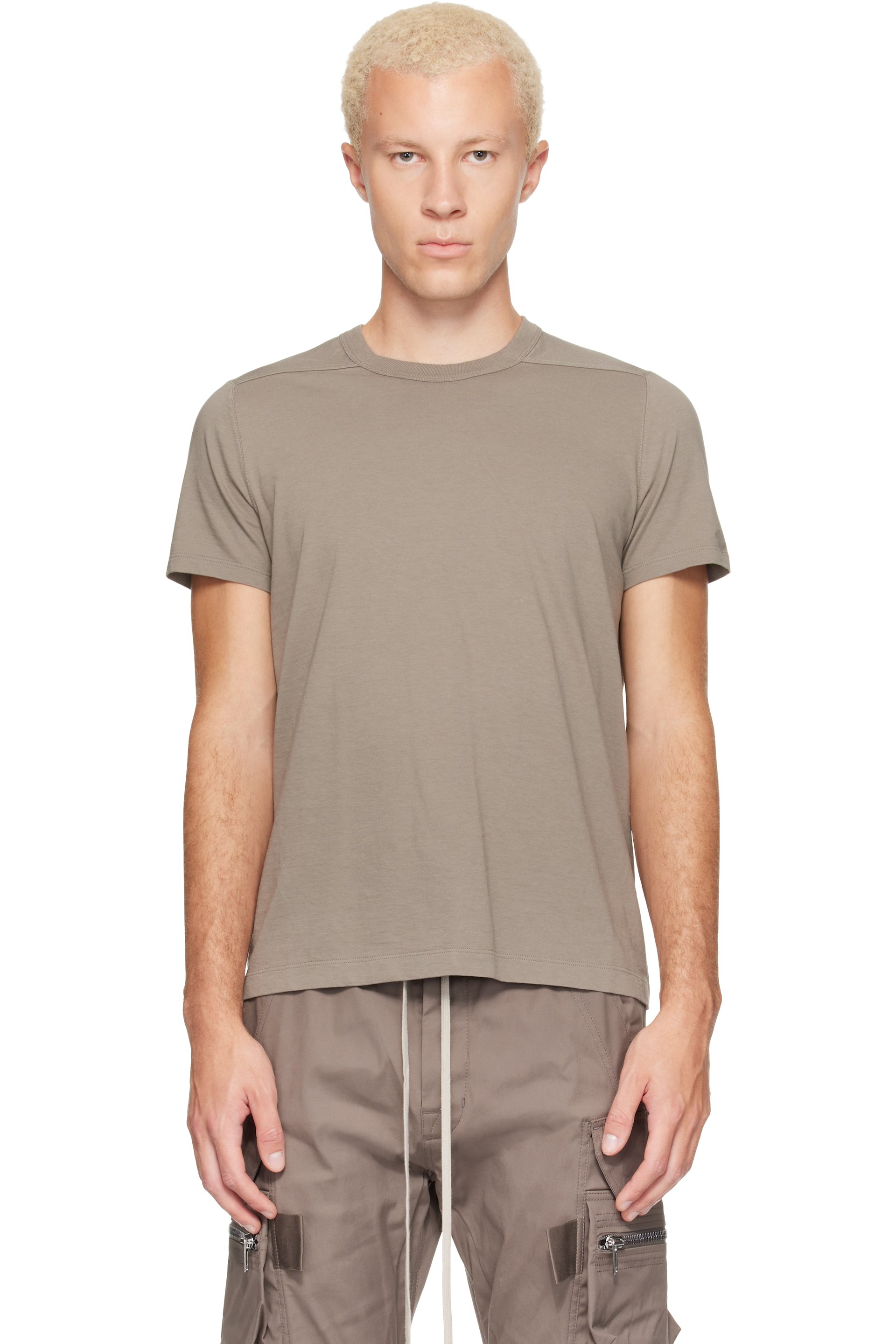 Rick Owens - T-shirt à manches courtes gris à couture horizontale aux épaules - Tower