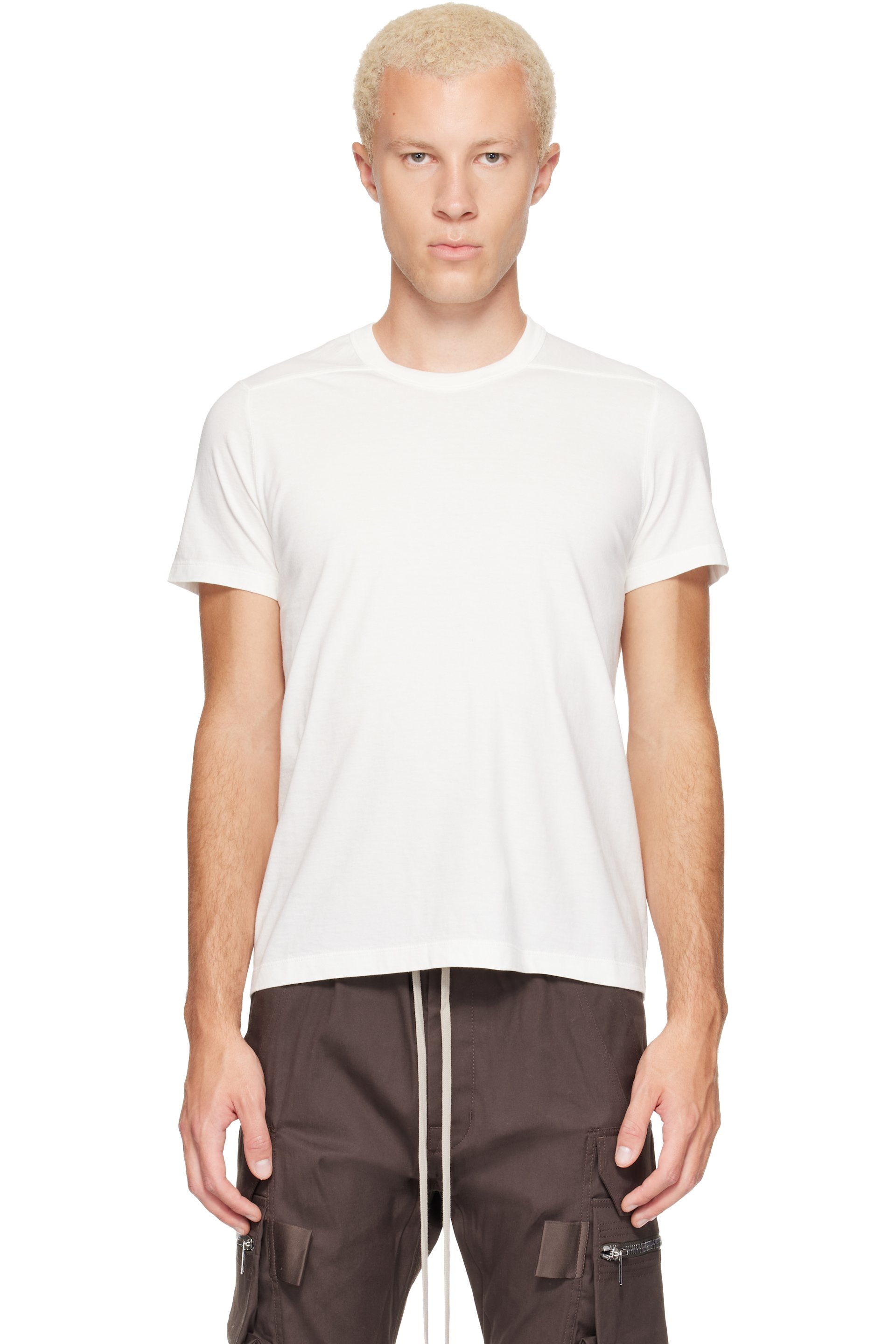 Rick Owens - T-shirt à manches courtes blanc à couture horizontale aux épaules - Tower