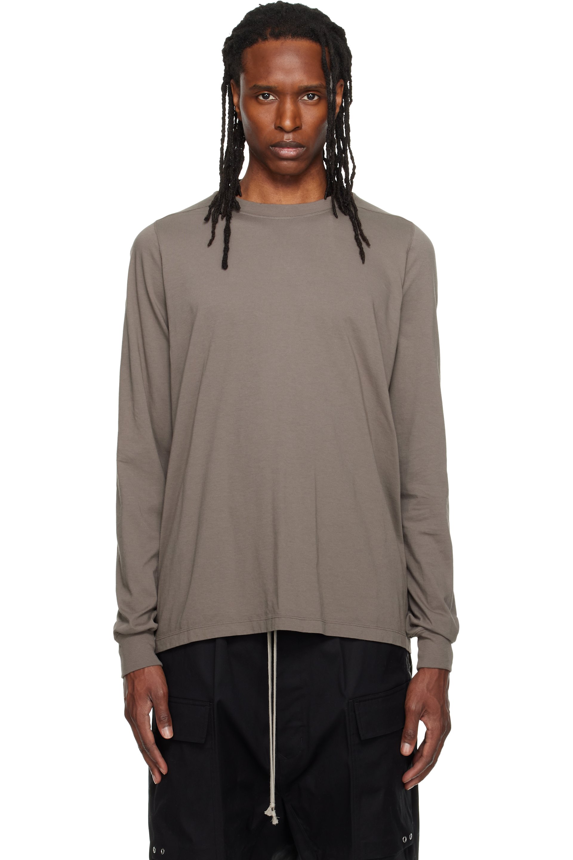 Rick Owens - Gray Tower Short Crewneck LS T-shirt