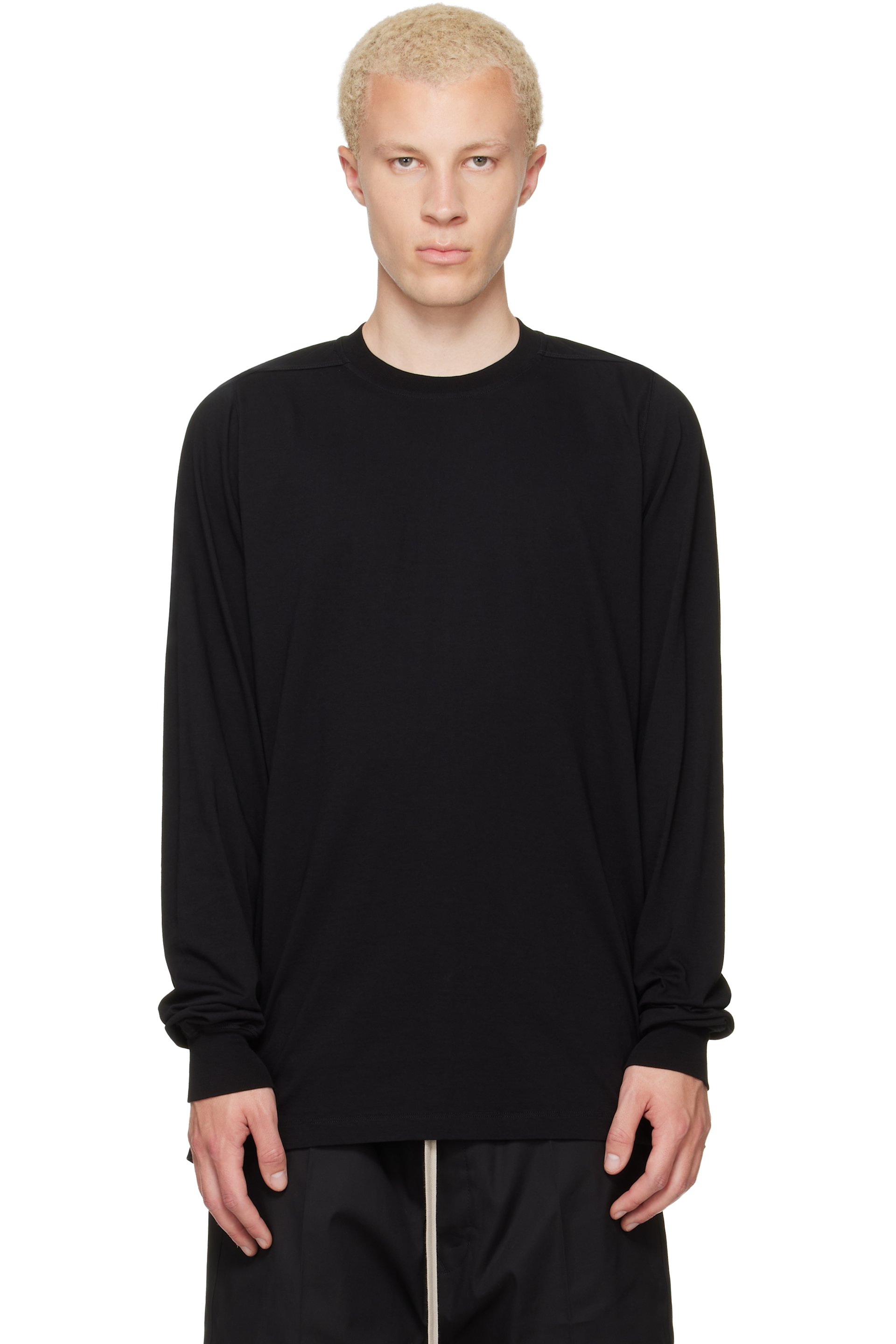 Rick Owens - Black Tower Short Crewneck LS T-shirt