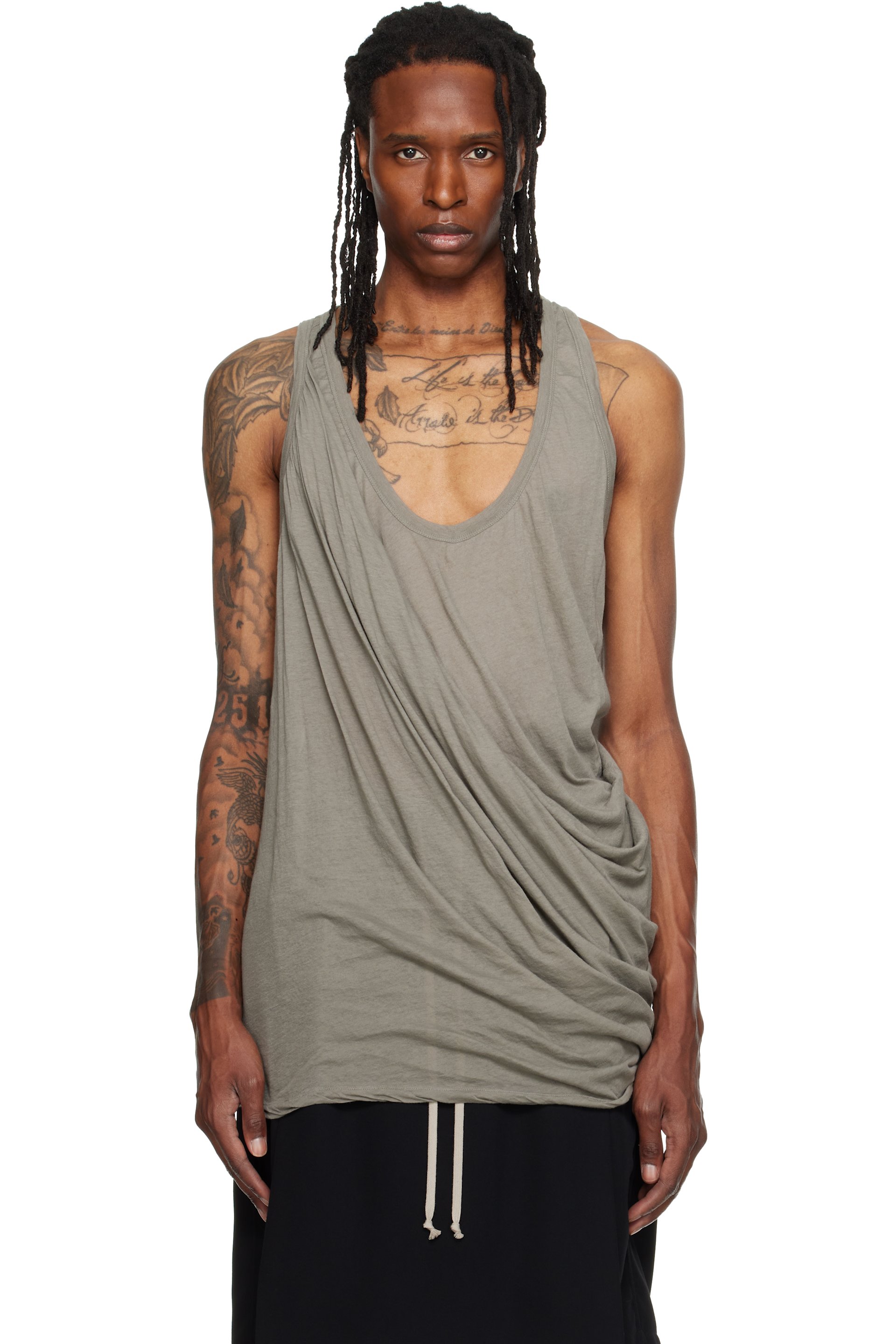 Rick Owens - Taupe Tower Draped Pony Tank Top