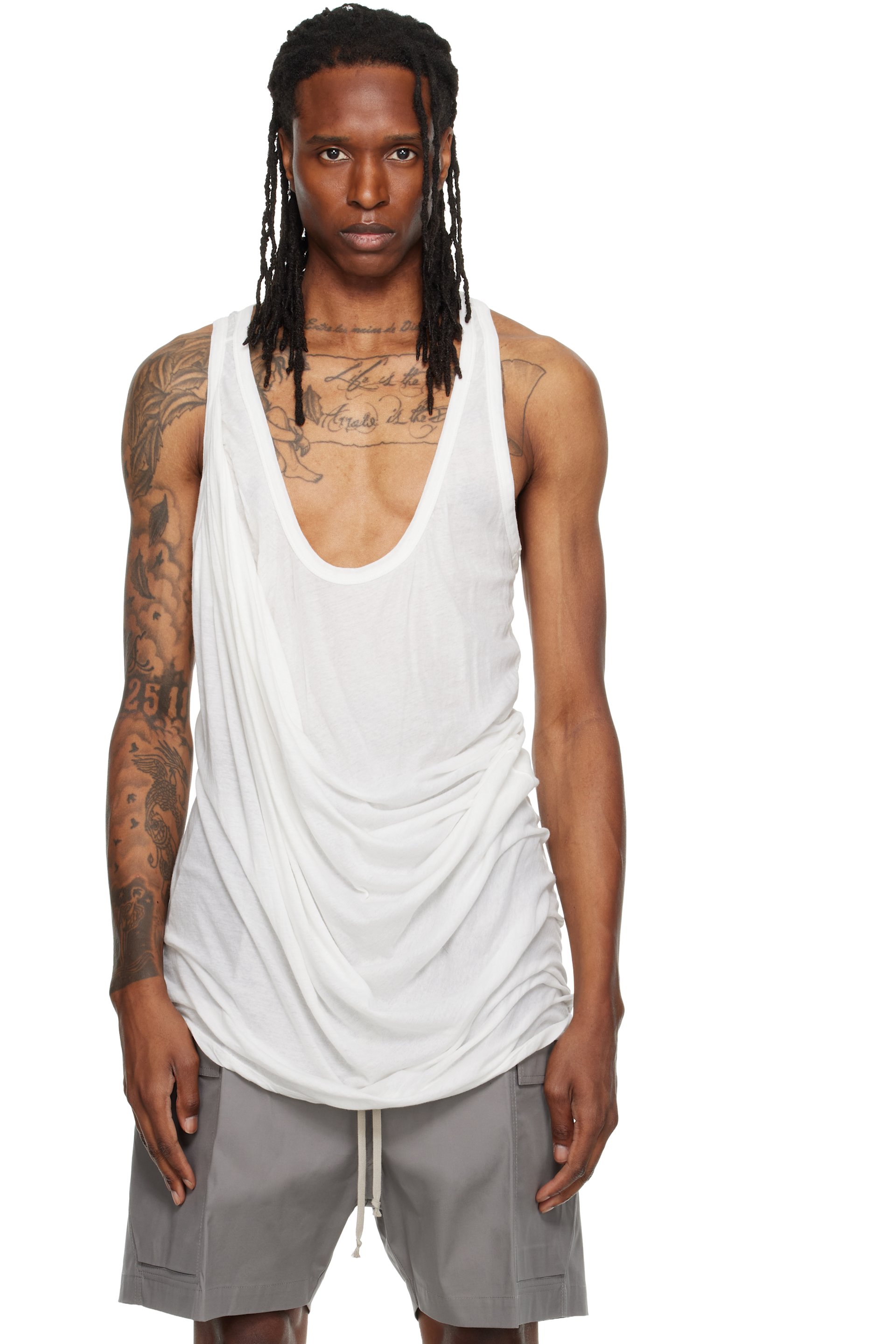 Rick Owens - Débardeur drapé Pony blanc cassé - Tower
