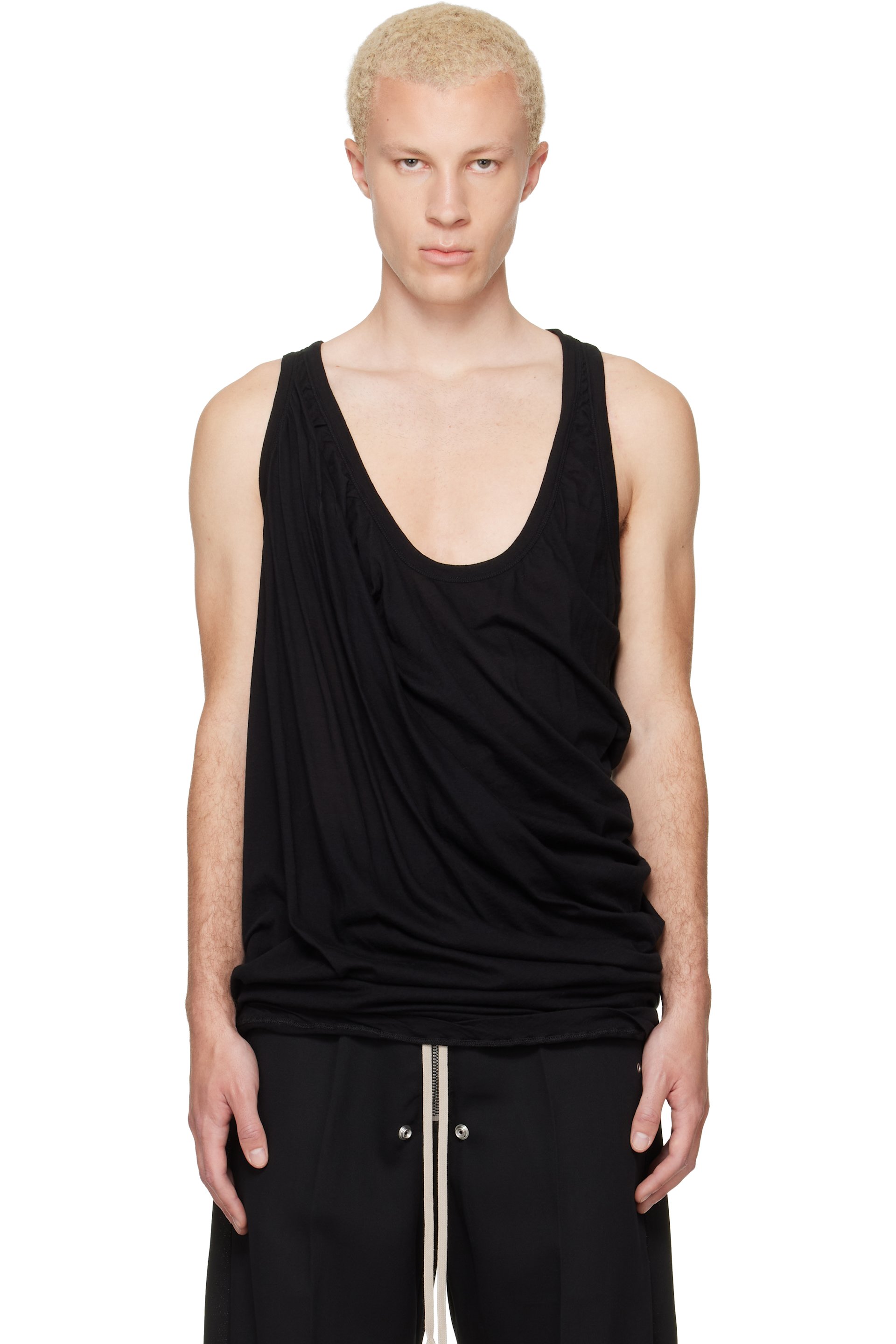 Rick Owens - Black Tower Draped Pony Tank Top
