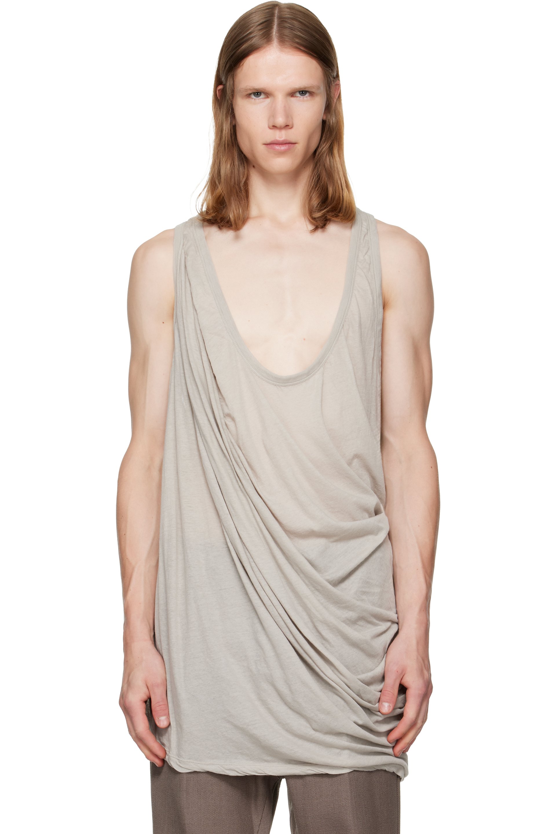 Rick Owens - Débardeur drapé Pony blanc cassé - Tower