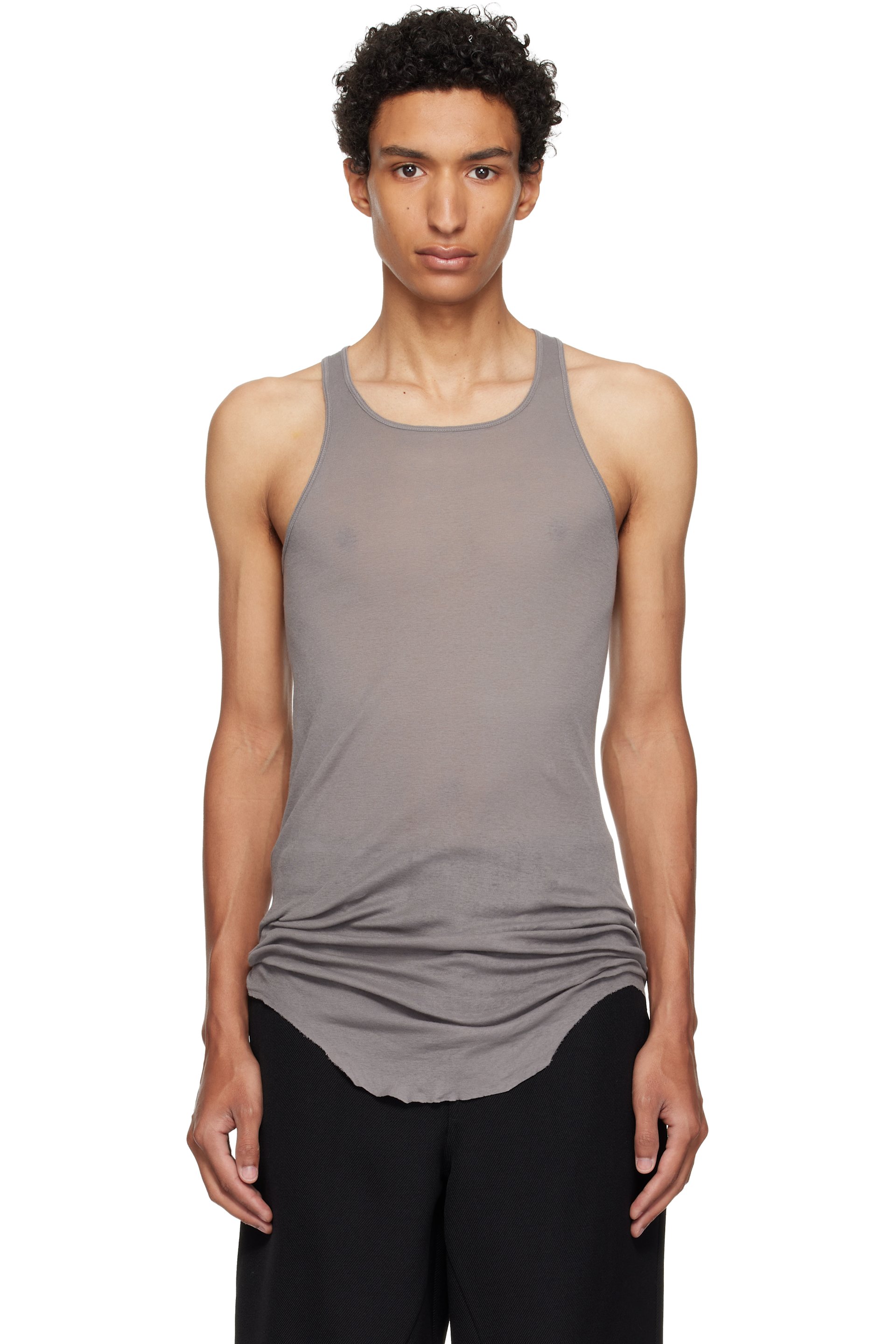 Rick Owens - Gray Tower Basic Rib Tank Top