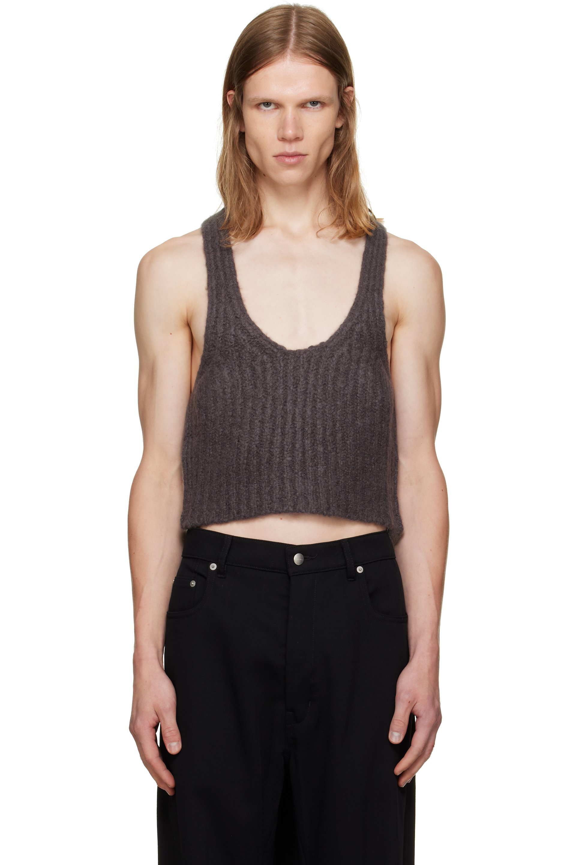 Rick Owens - Gray Tower Knit Tank Top