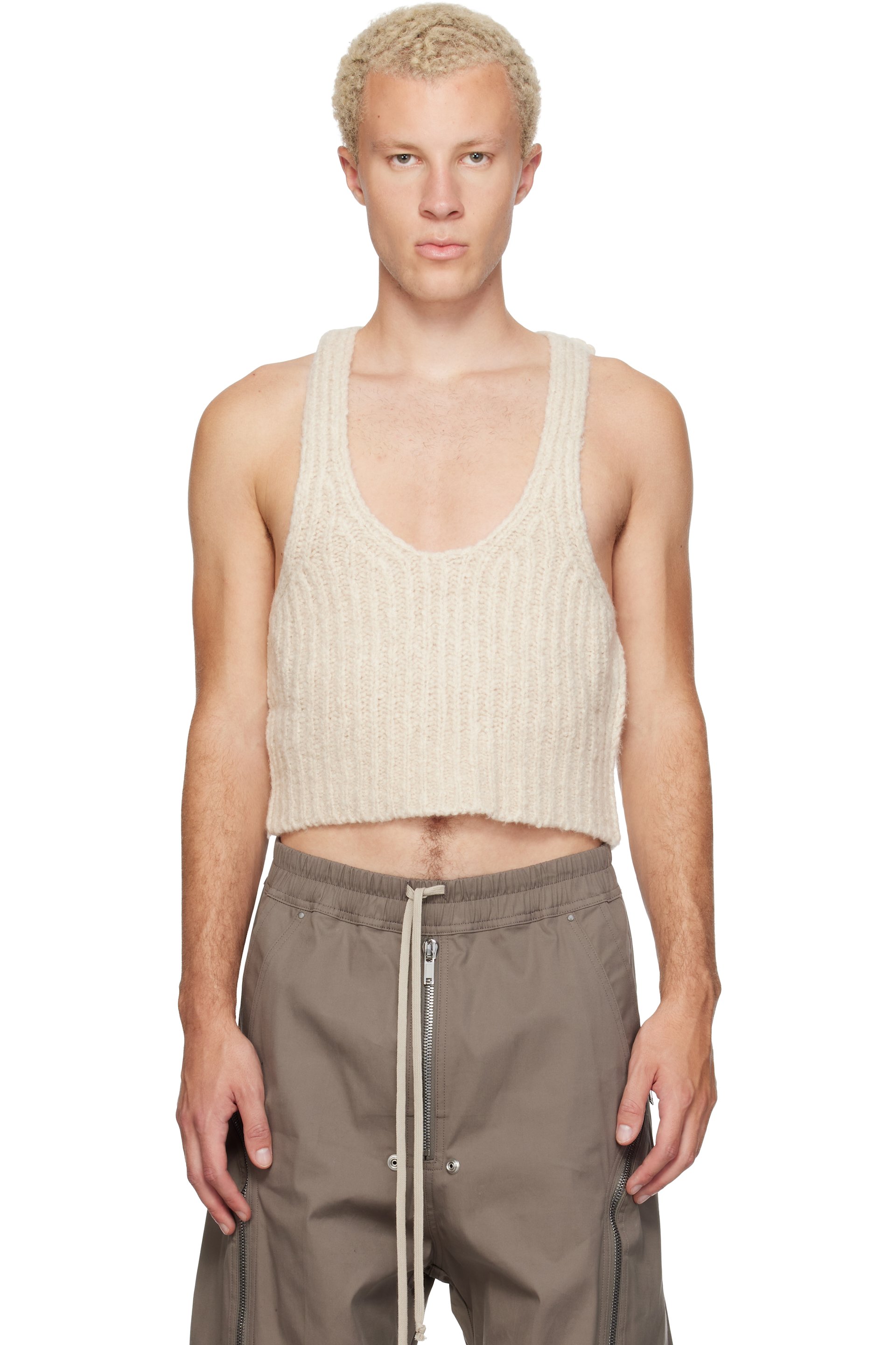 Rick Owens - Beige Tower Knit Tank Top