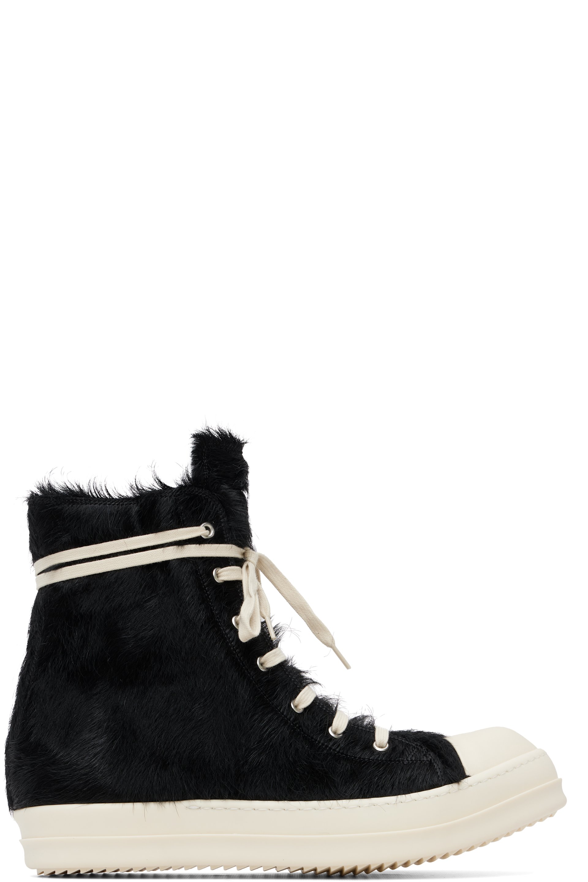 Rick Owens - Black Tower Leather Hair-On Sneakers