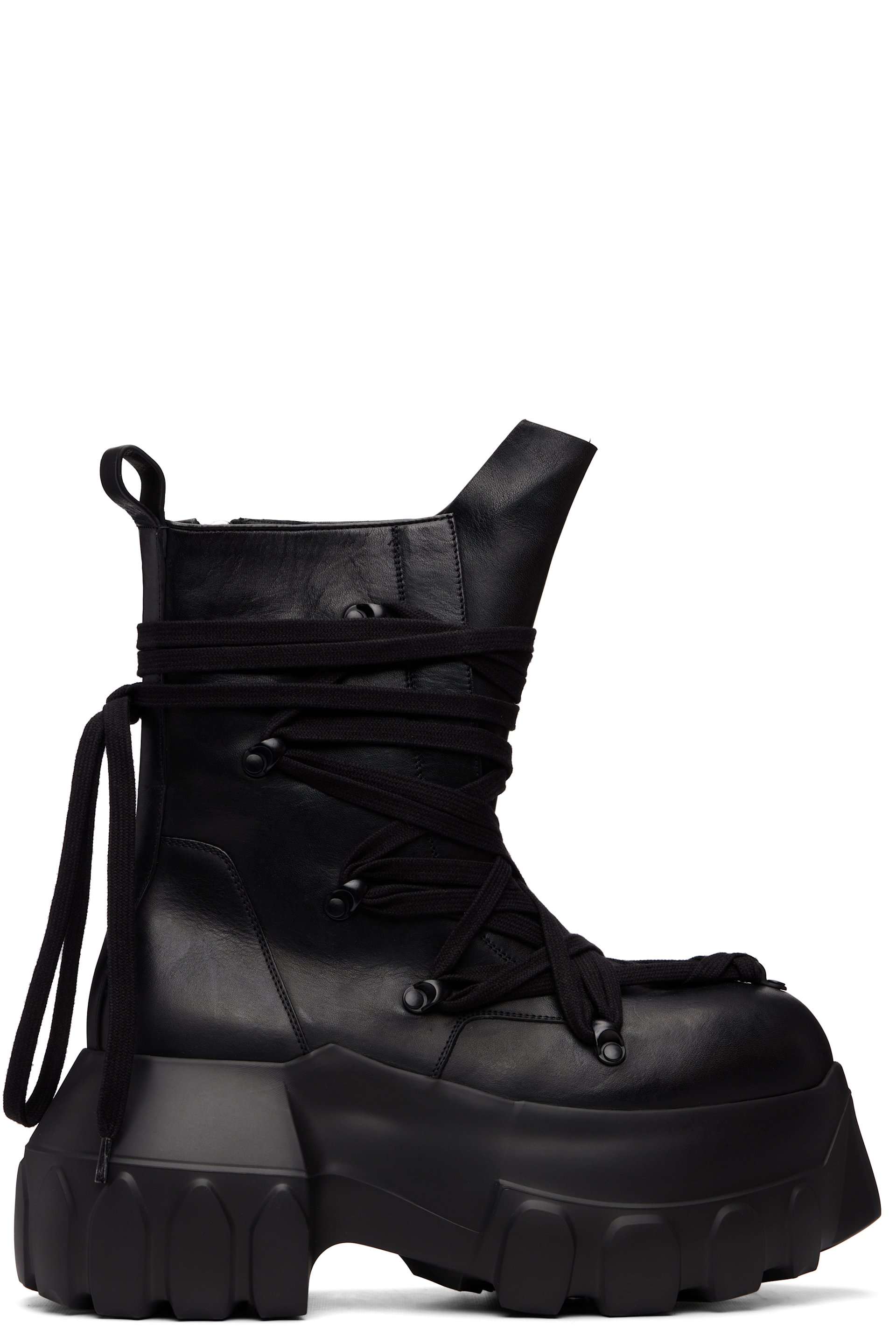 Rick Owens - Black Temple Megalace Mega Tractor Boots